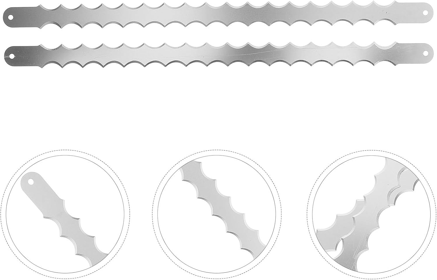 MOBUTOFU 2Pcs Stainless Steel Serrated Bread Slicer Replacement Blades for Wooden Bow Cutter Double-Edged Toast Saw Accessories Kitchen Bread Blades and Cake Baking Tools image number 5