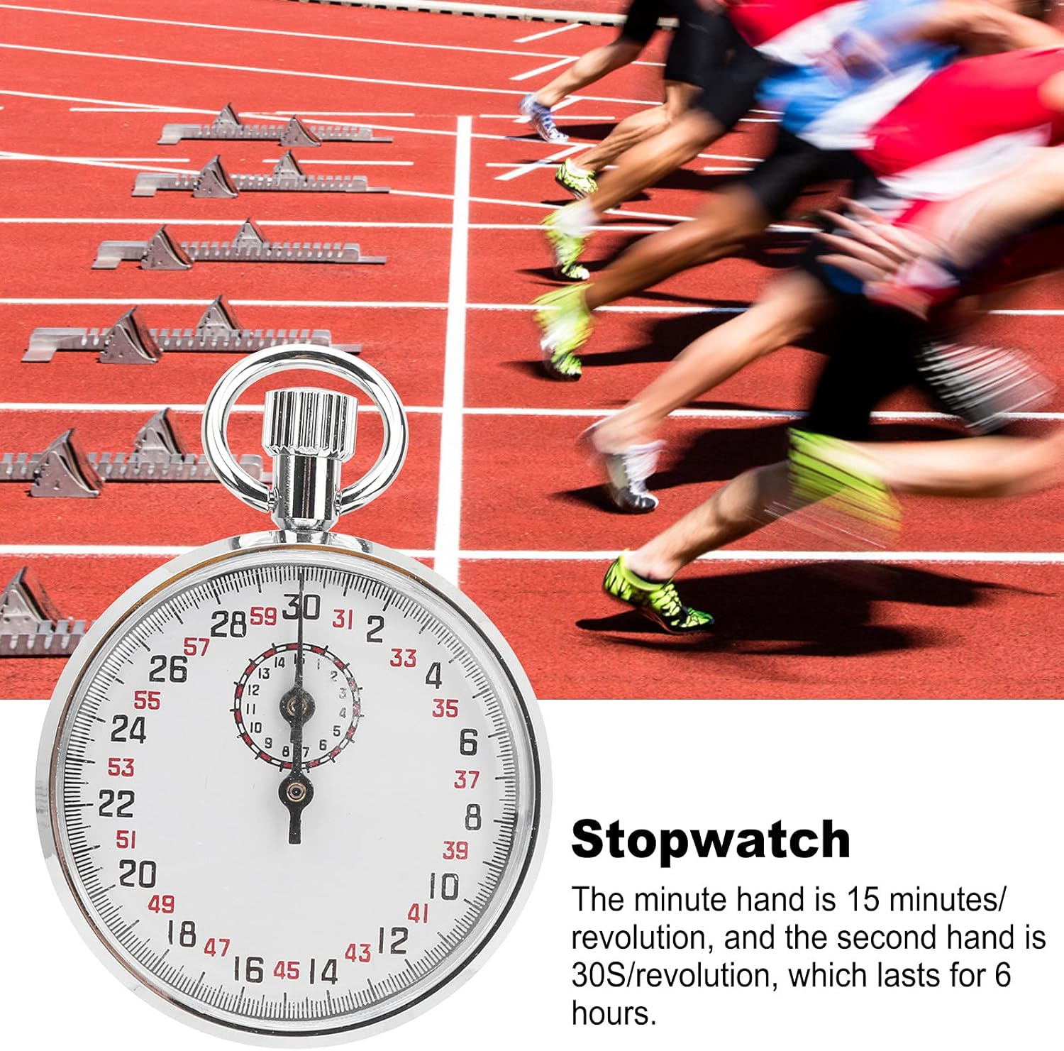 Mechanical Stopwatch, Sports Chronograph Running Timer Handheld Stopwatch for Sports Referee Running Cycling Count Timer Competitions Games, Mechanical Stop Watch image number 4