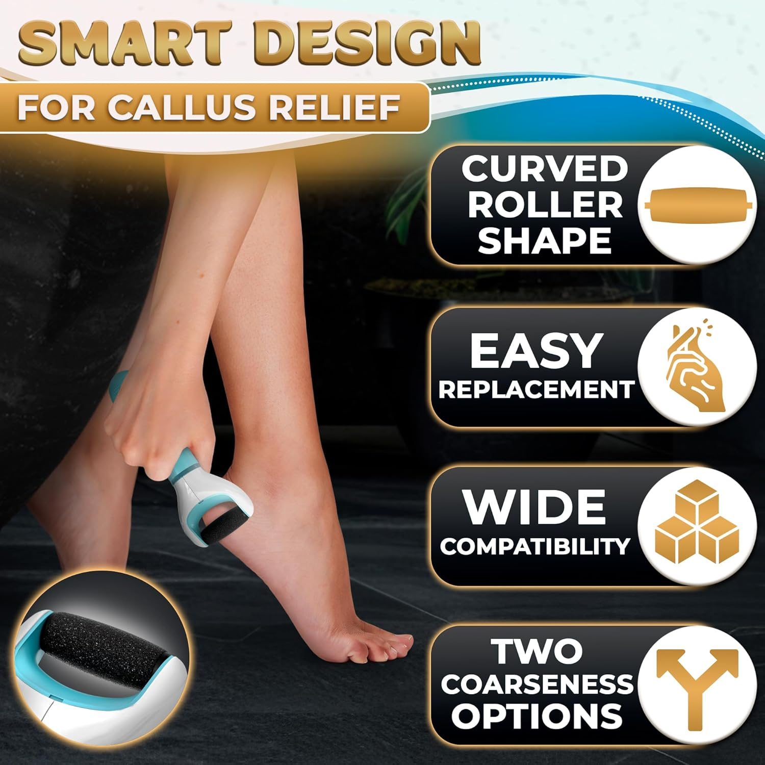 11 Pcs Replacement Rollers for Electric Foot Callus Remover Tool - 7 Extra Coarse & 4 Regular Coarse Refill Heads (1.92 X 0.65 Inches), Micro-Diamond Crystals - Compatible with Amope Pedi Perfect Pro image number 1