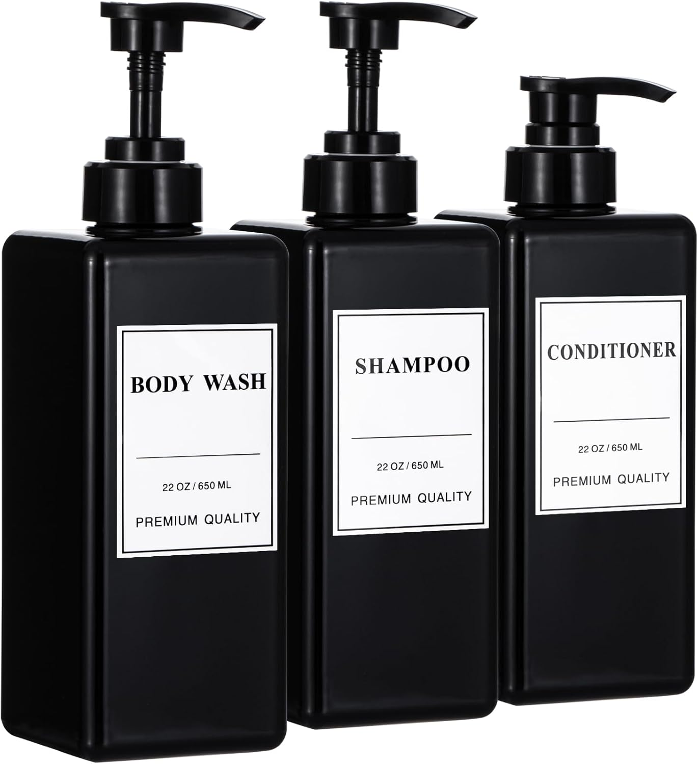 Yeeco Hand Soap Dispenser, 3 Pack 10Oz Acrylic Plastic Liquid Pump Bottle Refillable Lotion Dispenser for Bathroom Kitchen Hotel, Shampoo and Conditioner Dispenser Empty Shower Clear Bottles