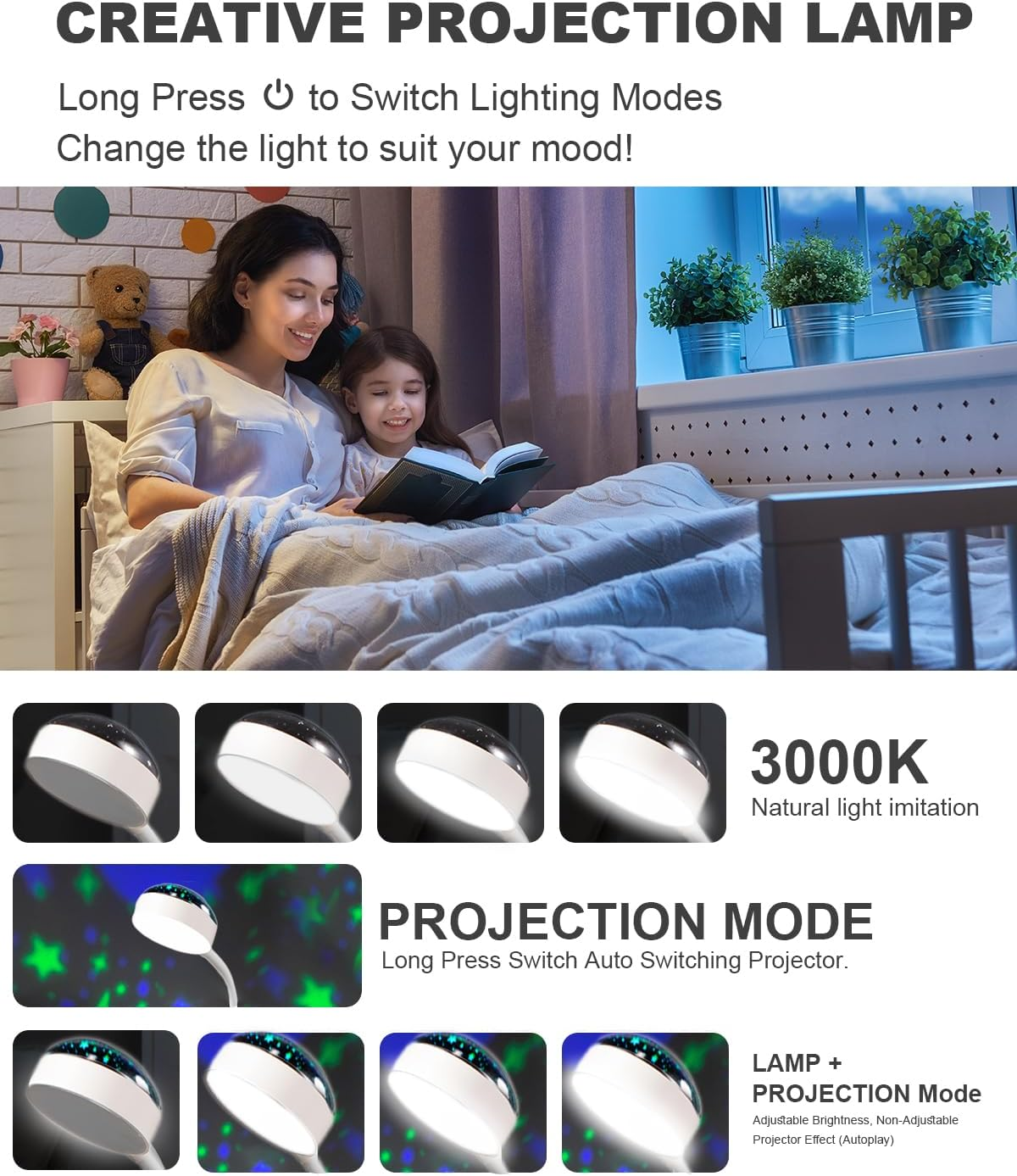 SONVIEE Children'S Desk Lamp, LED Desk Lamp Astronaut with Pen Holder, Gooseneck Table Lamp, Children'S Study Lamp, Reading Lamp with Projection Pencil Holder (Rabbit - White)