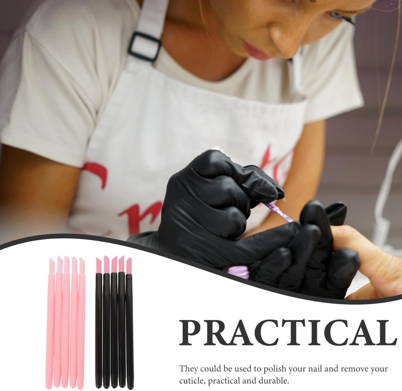 Ipetboom Manicure Pen Single Head Cuticle Remover Nail File Ceramic Stick Trimmer 2 Packs for Beauty image number 4