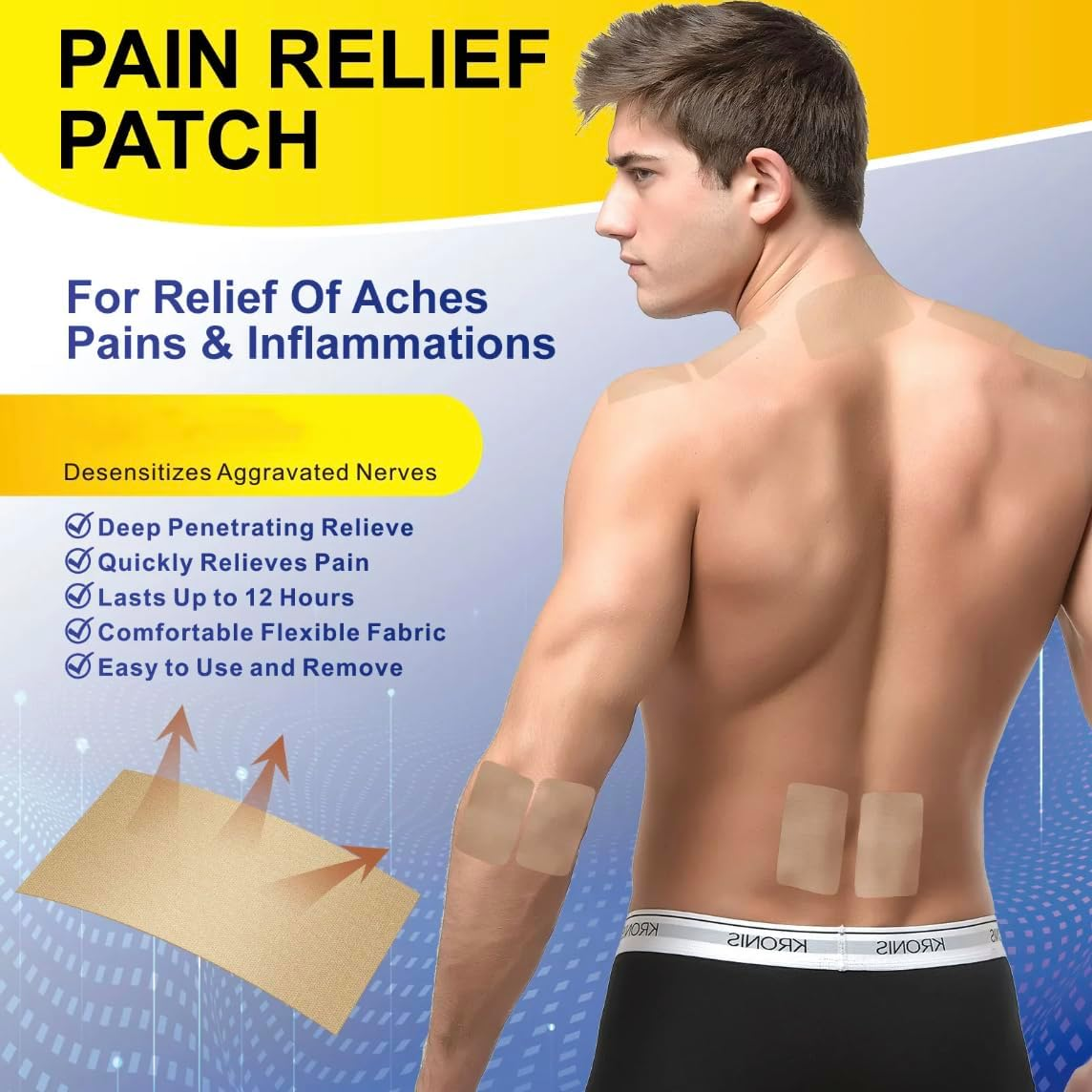Pain Relief Patches 16Pc, Arthritis Herbal Heat Patches for Back Knee Neck Shoulder Muscle Soreness, Pain Relief Patche