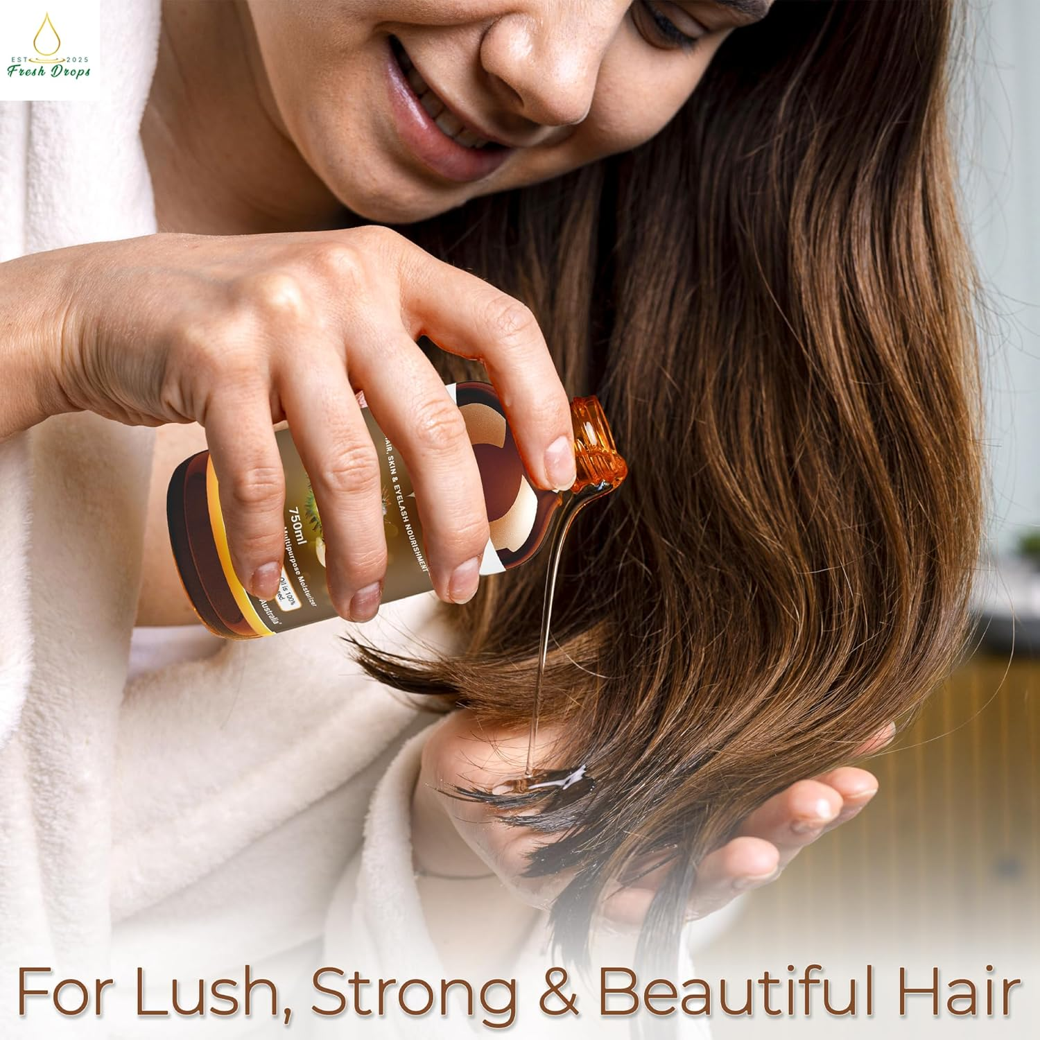 Fresh Drops Organic Castor Oil 750Ml, Pure Cold Pressed, Hexane Free, Stimulate Growth for Eyelashes, Eyebrows, and Hair, Smooth Face, and Skin,Eyelashes Serum | Free 30 Ml Castor Oil Sample Glass Bottle,Eyelashes Brush image number 4