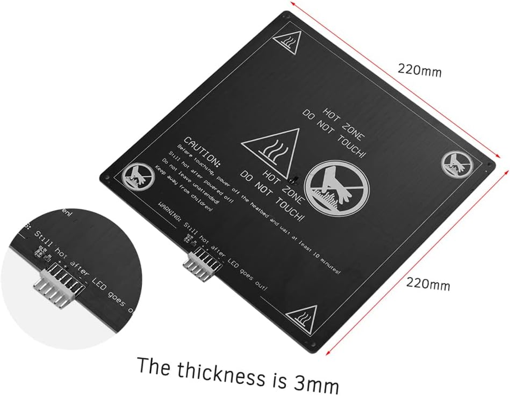 RAYWE Aluminum Heated Bed 12V Hotbed 220 * 220 * 3Mm with Wire Cable Heatbed Platform Kit for Anet A8 A6 3D Printer Parts image number 4