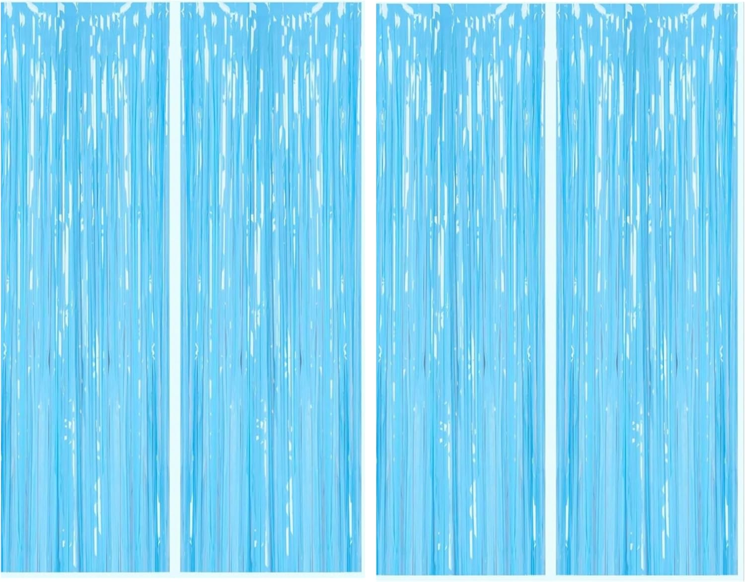 Backdrop Curtain Tinsel Streamers,4Pcs Foil Fringe Streamer Tinsel Curtains,Party Streamers Backdrop Curtains,Photo Booth Backdrop Foil Streamer for Party, Blue image number 6