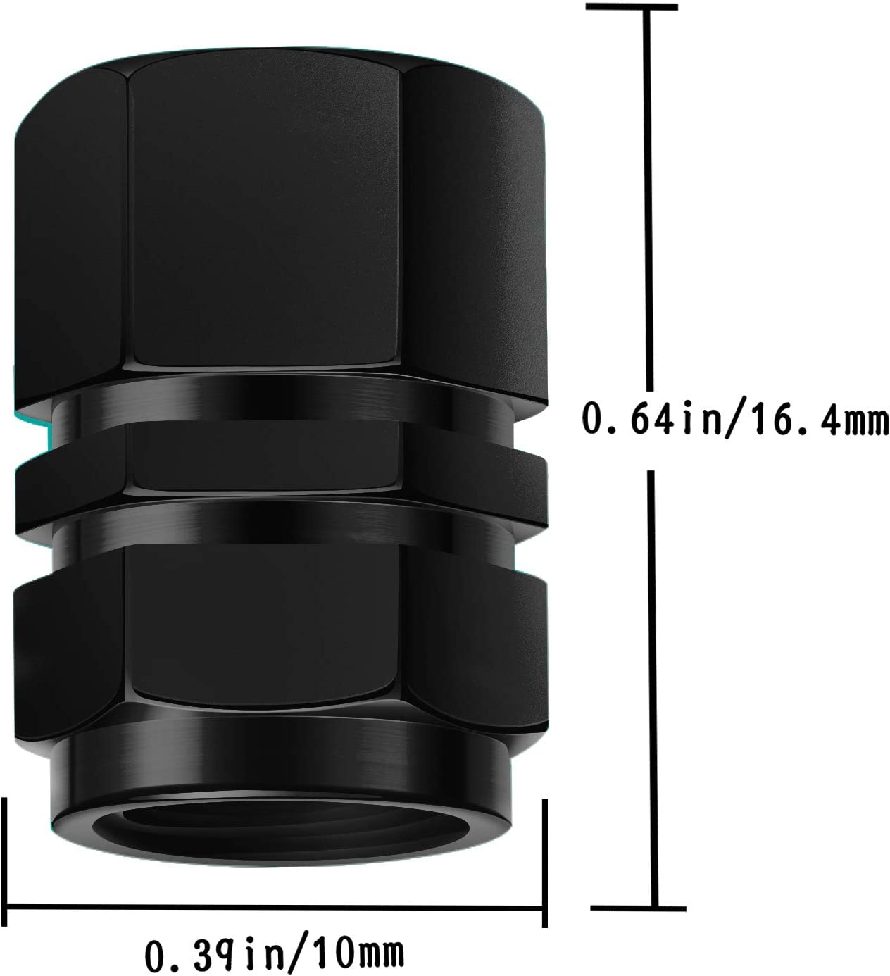 AIEX 8 Packs Aluminum Tire Valve Stem Caps with Gasket Universal Hexagon Valve Covers Replacement for Cars, SUV, Bike, Bicycle, Motorcycles, Airproof, Screw-On, Easy-Grip(Black) image number 6