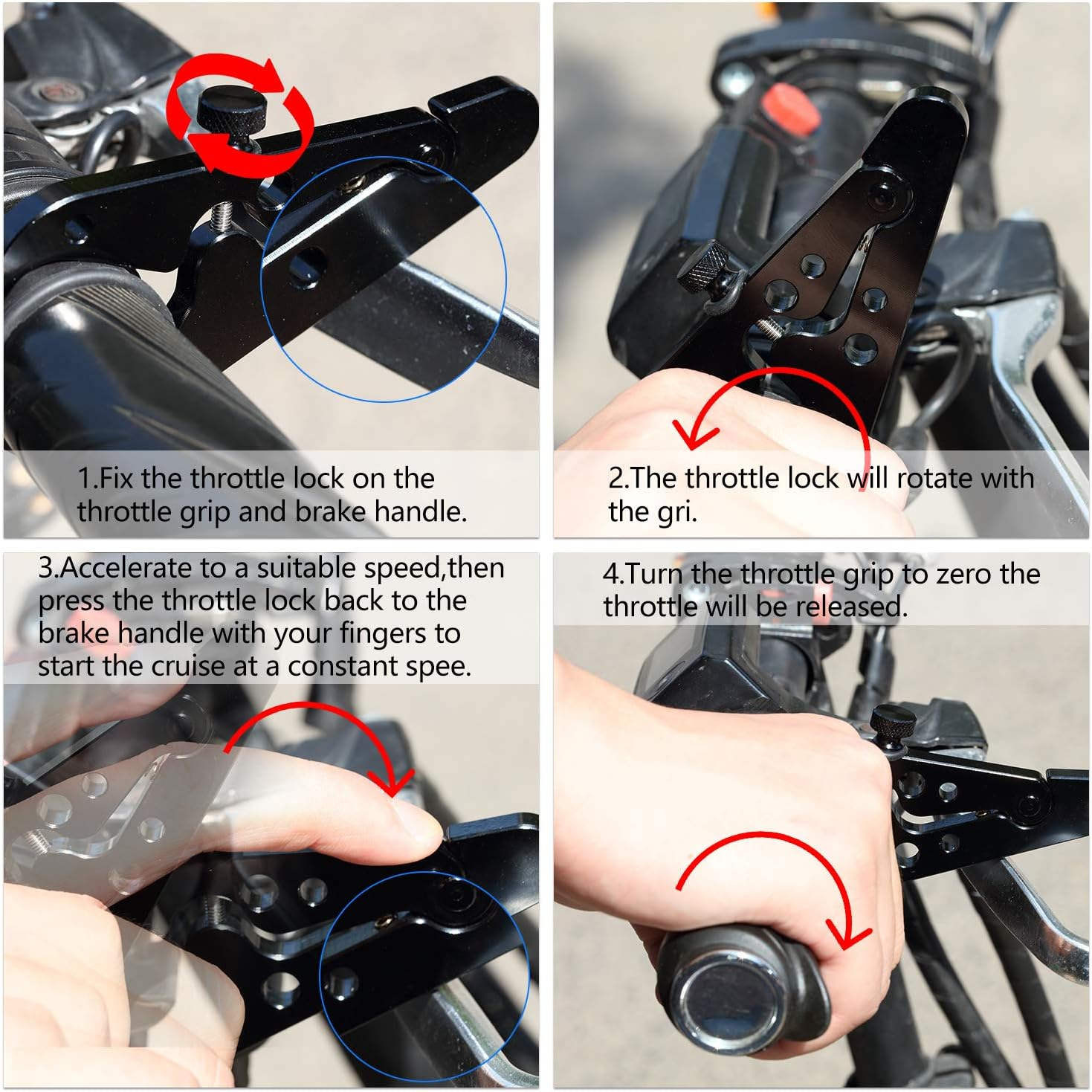 2 Sets Throttle Lock Motorcycle Throttle Lock Motorcycle Cruise Control Assist with Silicone Ring Protect Control System image number 3