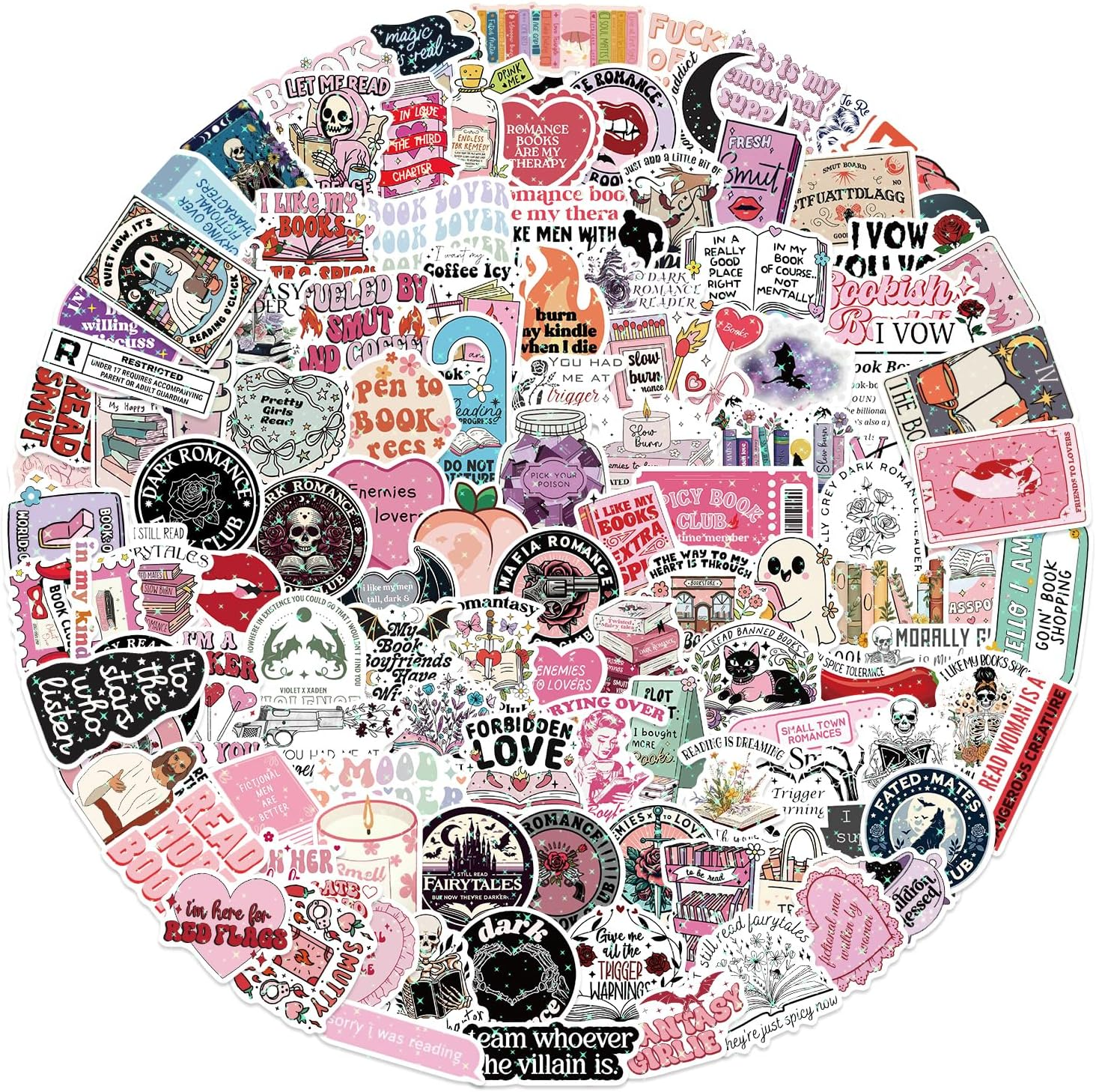 150PCS Romance & Dark Academia Book Stickers, Gothic Bookish Vinyl Stickers for Readers, Book Lovers Stickers Pack for Laptops, Water Bottles, Journals, Waterproof Decals image number 1