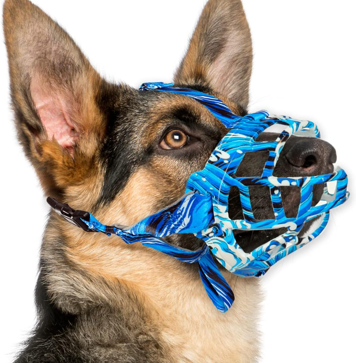 BARKLESS Dog Muzzle, Silicone Basket Muzzle for Small Medium Large Dogs, Soft Cage Muzzle Prevent Biting Chewing, Allow Drinking Panting, Suitable for German Shepherd