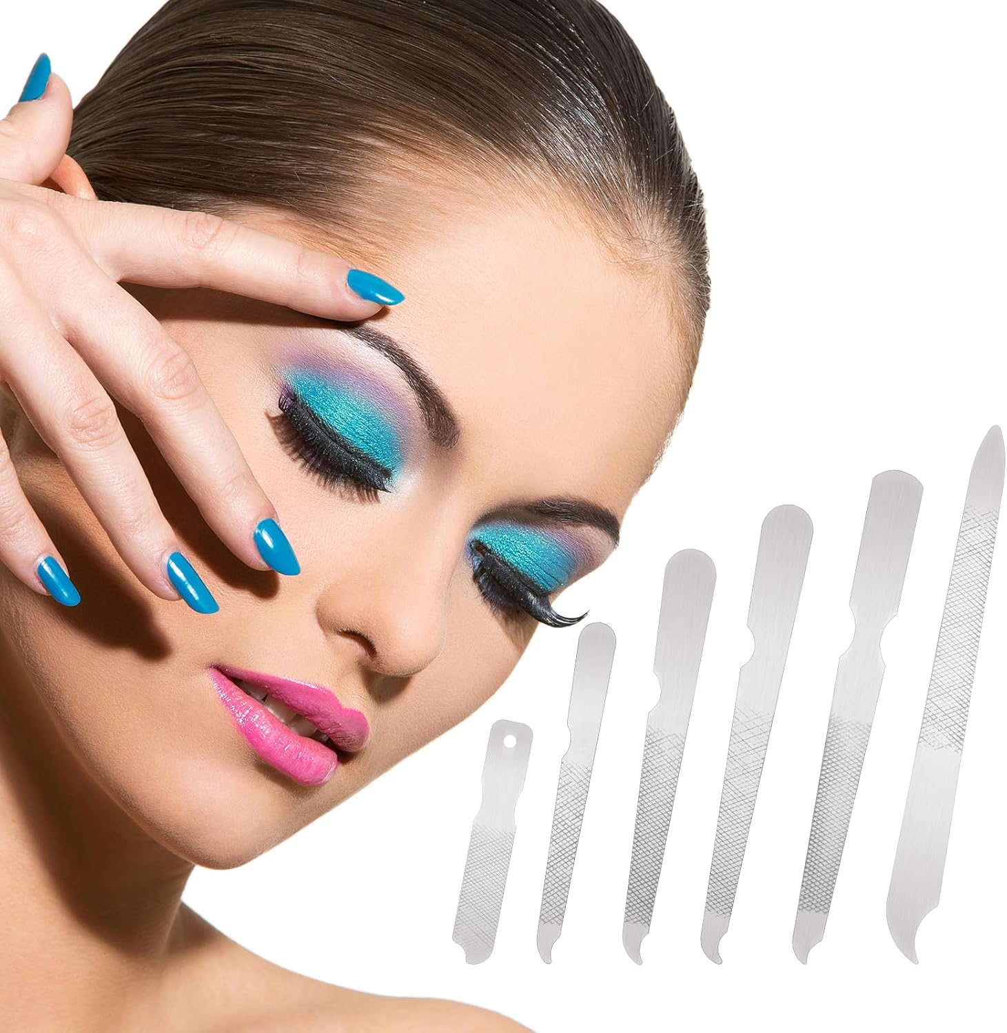 Dimeho 6PCS Metal Nail File for Natural Nails, Stainless Steel Nail Files Double Sided Sword Fingernail Files with Pointed Tip Non Slip Handle Curved Nail File Manicure Tools Finger Nail Filers image number 6