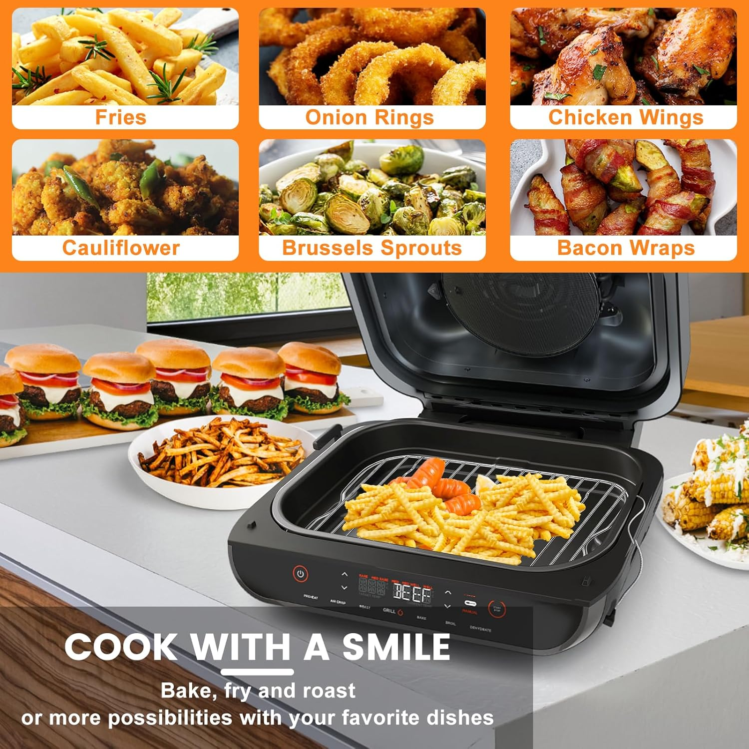 GWBSXM Air Fryer Replacement Parts for Ninja Foodi FG551 Smart XL Indoor Grill with Air Fry, 11.6''*7.6'' Stainless Steel Air Fryer Accessories Roasting Steamer Grill Racks Baking Tray，Dishwasher Safe image number 4