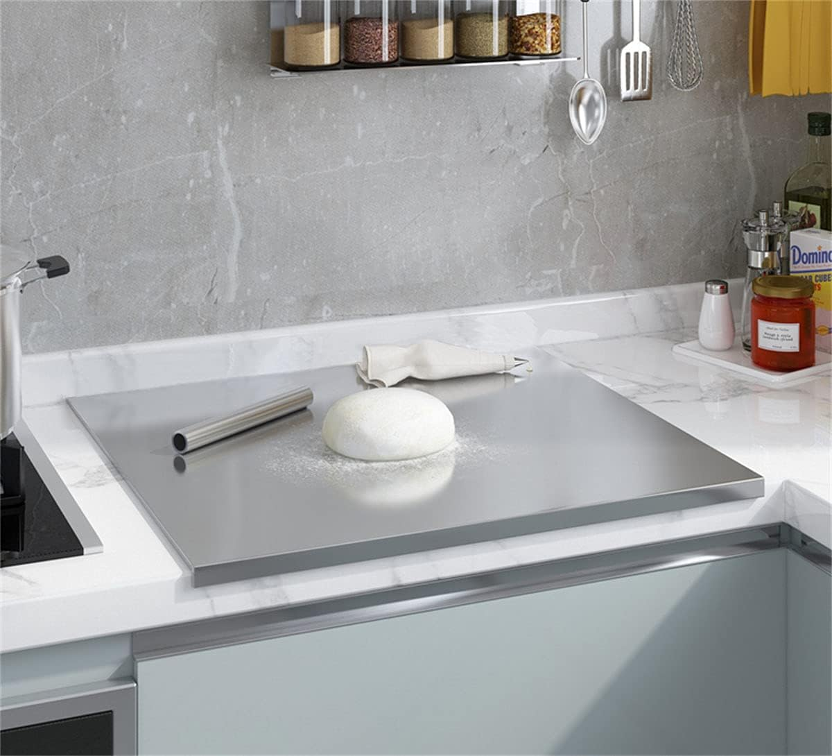 Stainless Steel Cutting Board for Kitchen Counter, Chopping Mat for Meat, Fruits, Vegetables, Bread, Baking and More, Kitchen Essential Gadgets (40X30Cm)