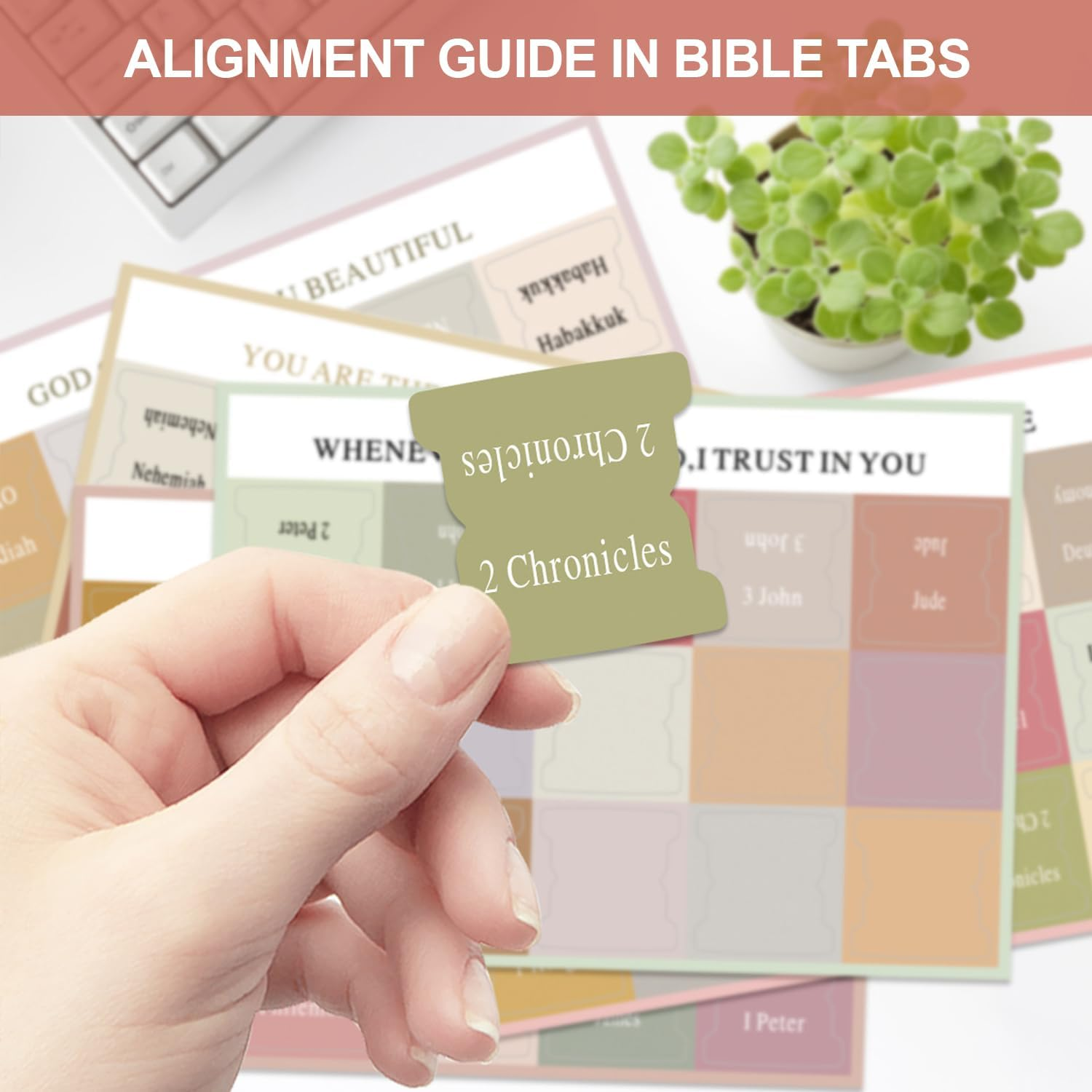 Boho Theme Laminated Bible Tabs, 75 Tabs for Women and Men, Bible Tabs for Study Bible, Bible Index Tabs, Bible Book Tabs, Bible Labels Tabs, Bible Tabs (Morandi) image number 1