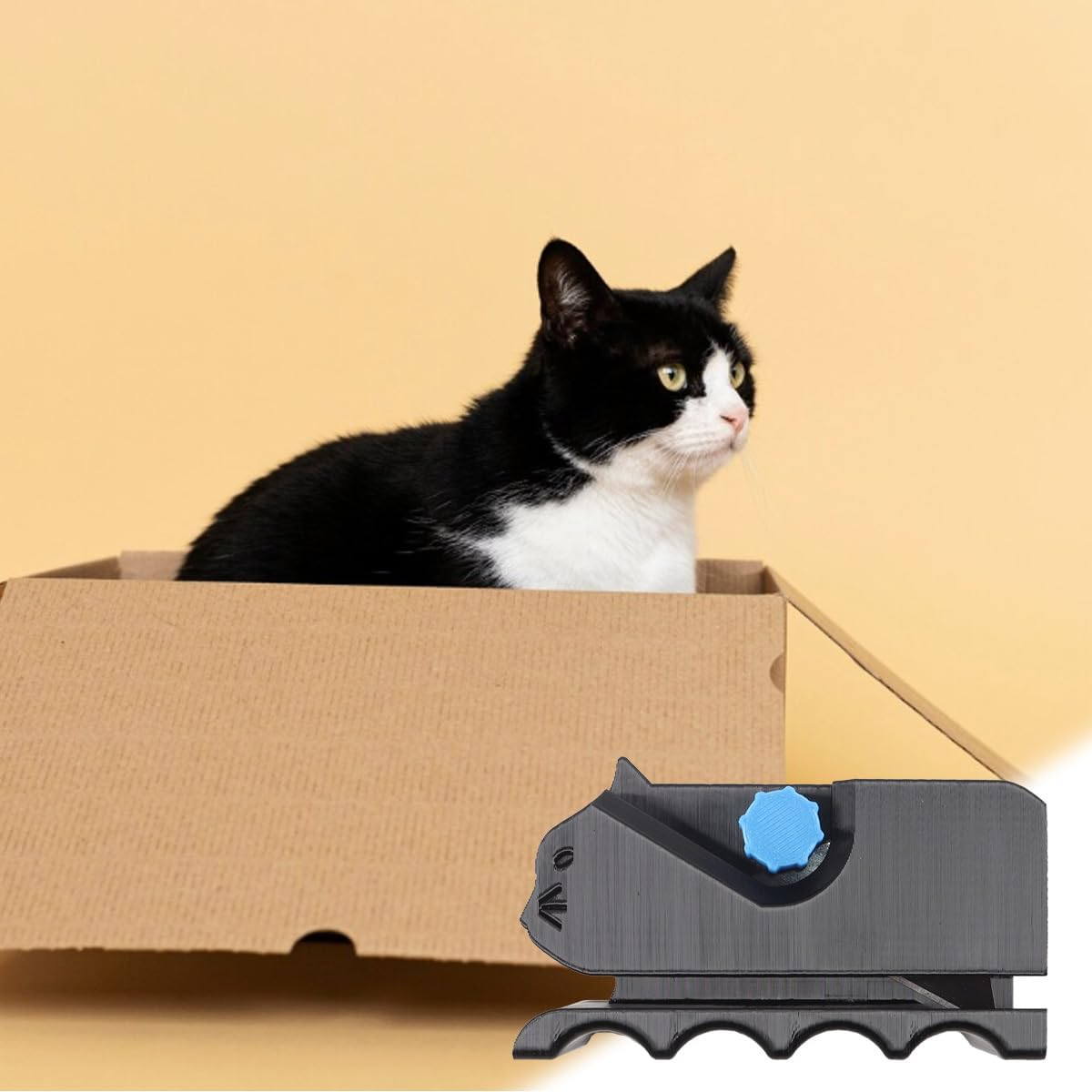 Enwye 3D Printed Cardboard Cutter, Cat Scratch Cutter, DIY Cat Scratching Tool, Recycled Cardboard (Black) image number 3