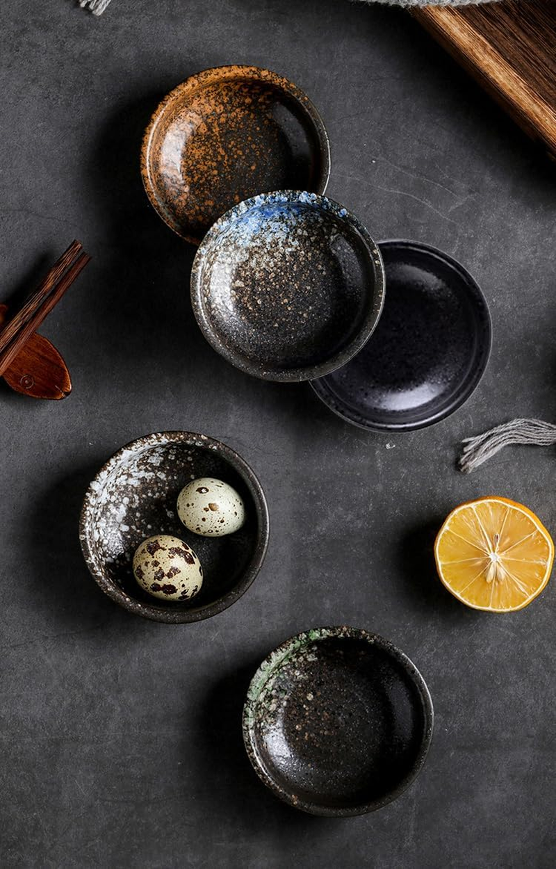 5 Pc-Japanese Style Ceramic Sauce Dipping Dishes Set, Small round Condiment Bowls, Appetizer Serving Bowls for Sushi and Dipping (5) image number 2