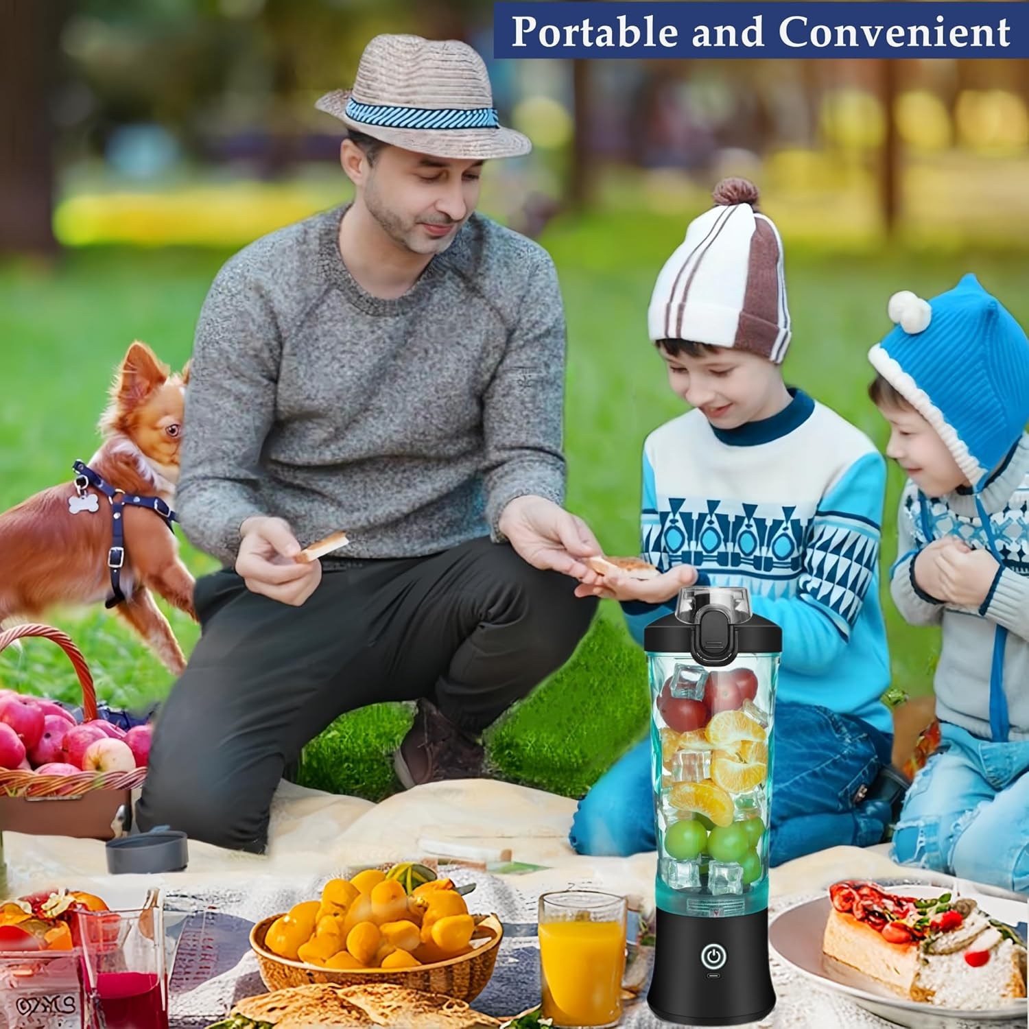 Portable Blender for Smoothies and Shakes, USB-C Rechargeable, Includes Lid and 6 Stainless Steel Blades, 20Oz, Bpa-Free Fruit Protein Cup for Outdoor Travel Family and Sports Bottles image number 1