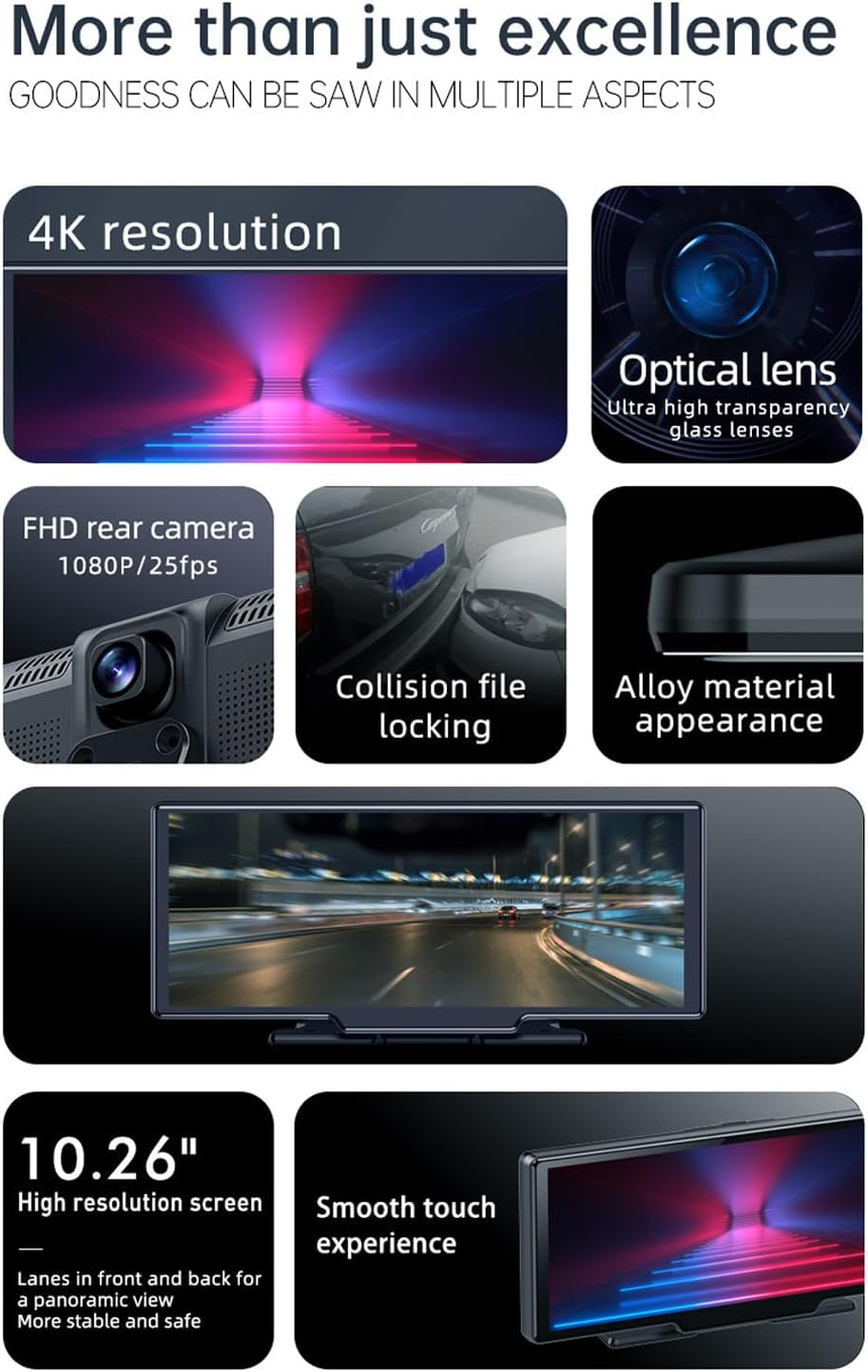 Portable Car Stereo for ANYTEK, 10.26In IPS Touchscreen Bluetooth5.0 Car Stereo, Touch Screen Compatible Wireless for Carplay and Wireless for Android Auto