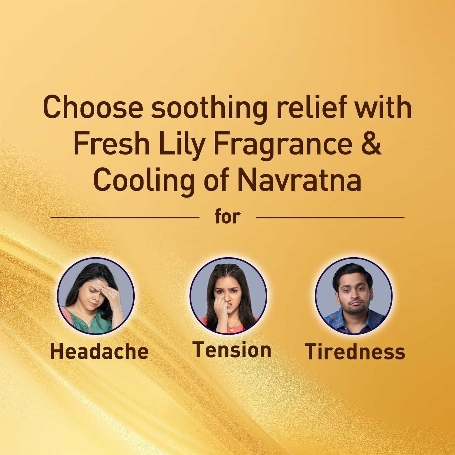 Navratna Gold Ayurvedic Oil |Non Sticky and Non Greasy |Mild Fragrance| Goodness of Almonds and 9 Ayurvedic Herbs |Relieves Body Aches, Sleeplessness, Headache and Fatigue, 300Ml image number 2