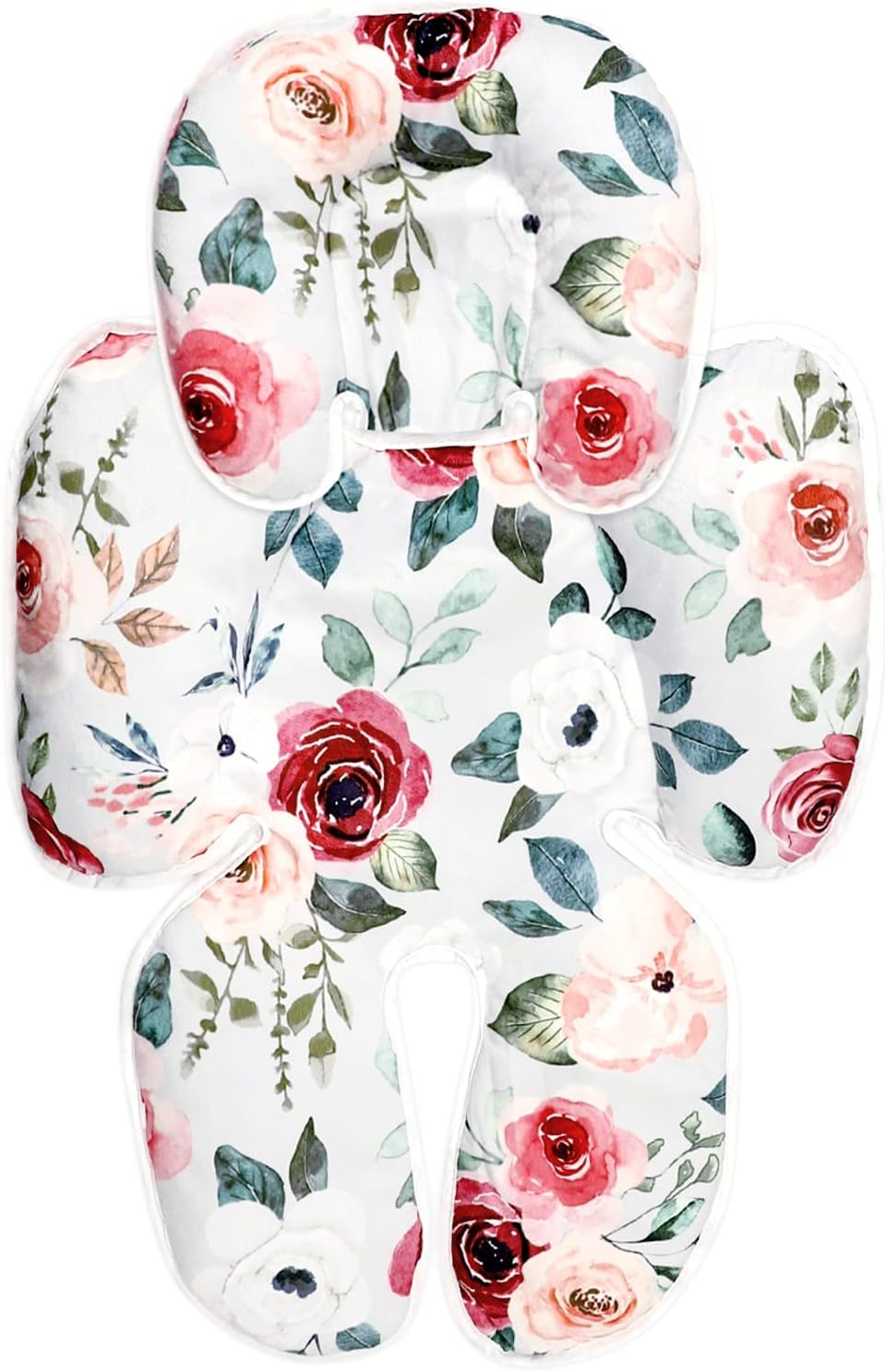 2 in 1 Infant Car Seat Insert, Car Seat Head Support Baby Girls Boys, Soft Newborn Carseat Insert Cushion, Perfect for Carseats, Strollers, Swings (Rose Flower) image number 2
