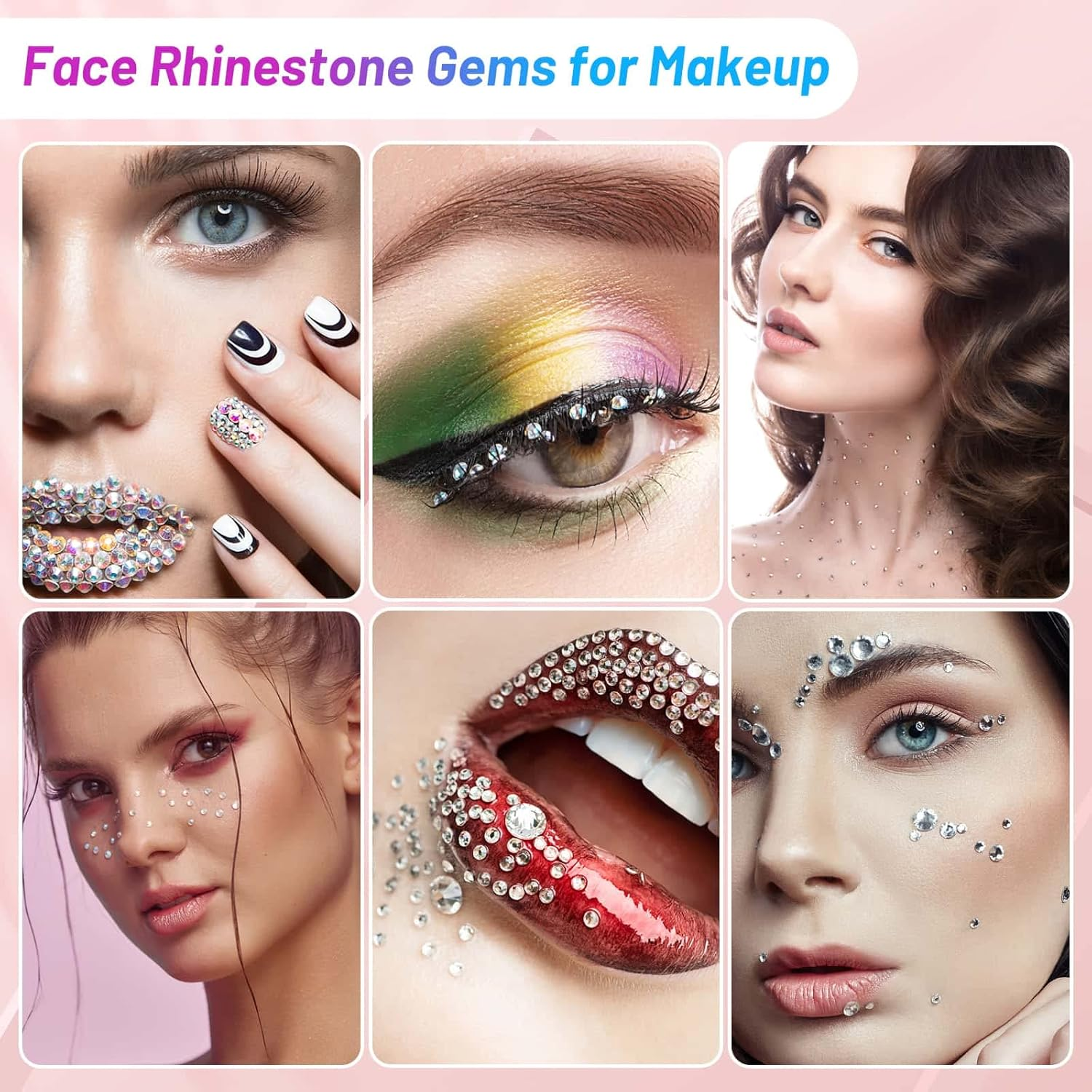 SFX Makeup Face Glue with Face Gems, Shynek 3600Pcs Flatback Eye Gems Hair Rhinestone Crystal with Tweezers Dotting Tools Skin Glue for Body Eye SFX Spirit Adhesive for Costume Cosplay image number 5