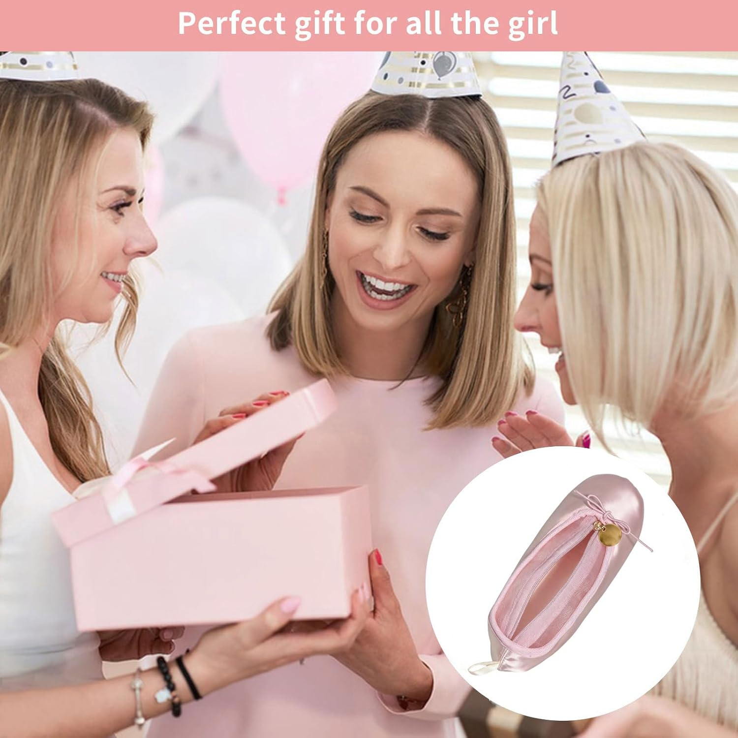 PWQEIONC Ballet Dance Shoe Small Makeup Bag, Small Cosmetic Bag for Purse, Portable Cute Travel Makeup Pouches, Pink Mesh Makeup Organizer Bag, Pink, Small Cosmetic Bag for Purse image number 4