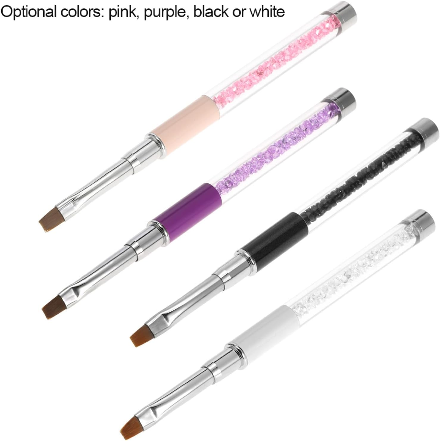 Labymos 1Pc Nail Art Brush Nylon DIY Nail Pen Flat Nail Painting Brush Salon Decoration Pen for UV Gel Nail Tool Black image number 4