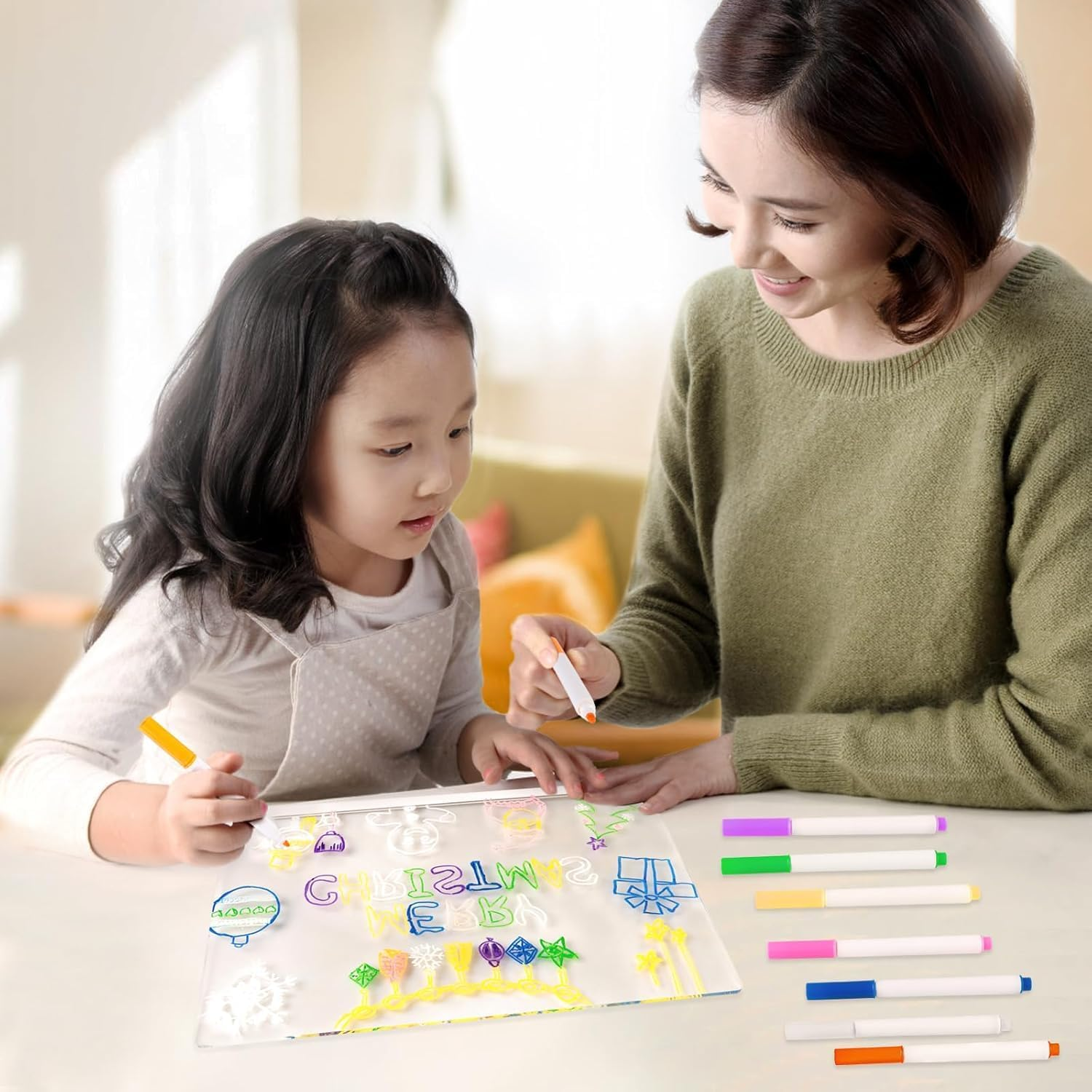 XILIYAI LED Note Board with Colors,Drawing Board, with Adjustable Stand,Rewritable Illuminated Acrylic Notepad- Includes 7 Color Pens- Ideal for Office, School, Home & Kids(11.81Inx7.87In) - 11.8*7.9 In image number 2