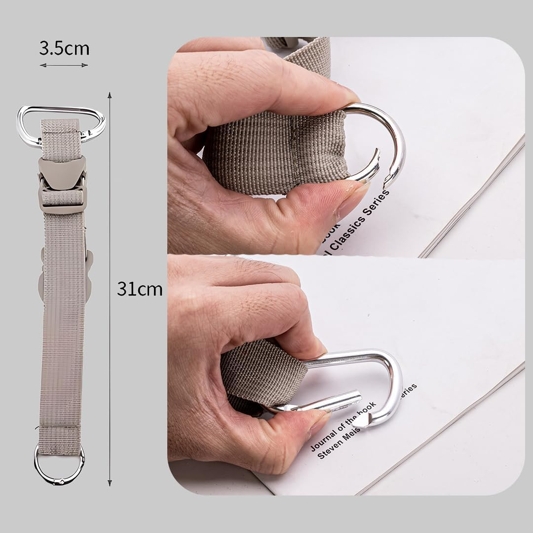 TSA Approved Luggage Straps for Suitcases - Adjustable Travel Belt with Hat Clip, Bag Extender & Silicone Bottle Holder, Carry on Bag Accessories (Grey) image number 1