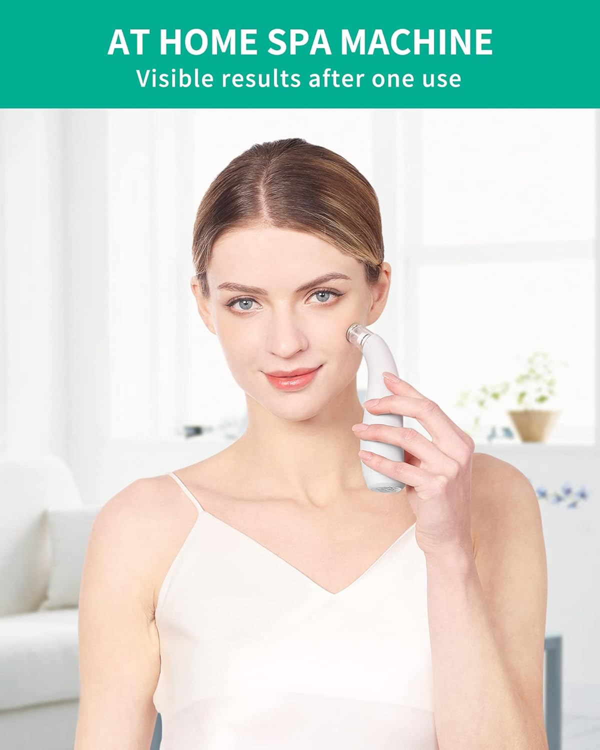 NEWDERMO 2-IN-1 Microdermabrasion Machine & Pore Vacuum Cleaner, 5 Tips & 5 Suction Diamond Microdermabrasion Device USB Rechargeable - Advanced Home Facial Skin Care Treatment Machine(Pure White) image number 5