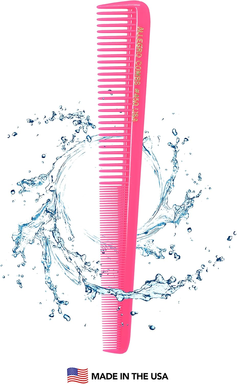 Allegro Combs 450 Tapered Hair Combs Barber Combs Hair Cutting Combs Hairstylist Combs Women'S Combs Men'S Pocket Combs 12 Pcs. (NEON PINK) image number 1