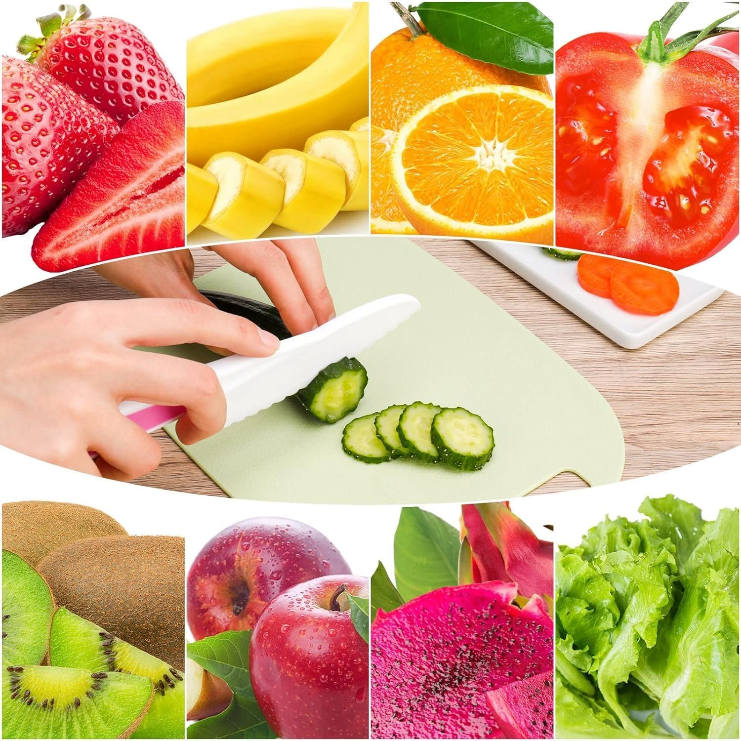 Kids Cooking Cutter Set,7Pcs Kids Kitchen Baking Knife Sets Children'S Cooking Knive,Kids Kitchen Knife,Kid Safety Cook Knives,Kids Safe Knives Set for Cook and Cutting Fruits ﻿ ﻿ image number 2