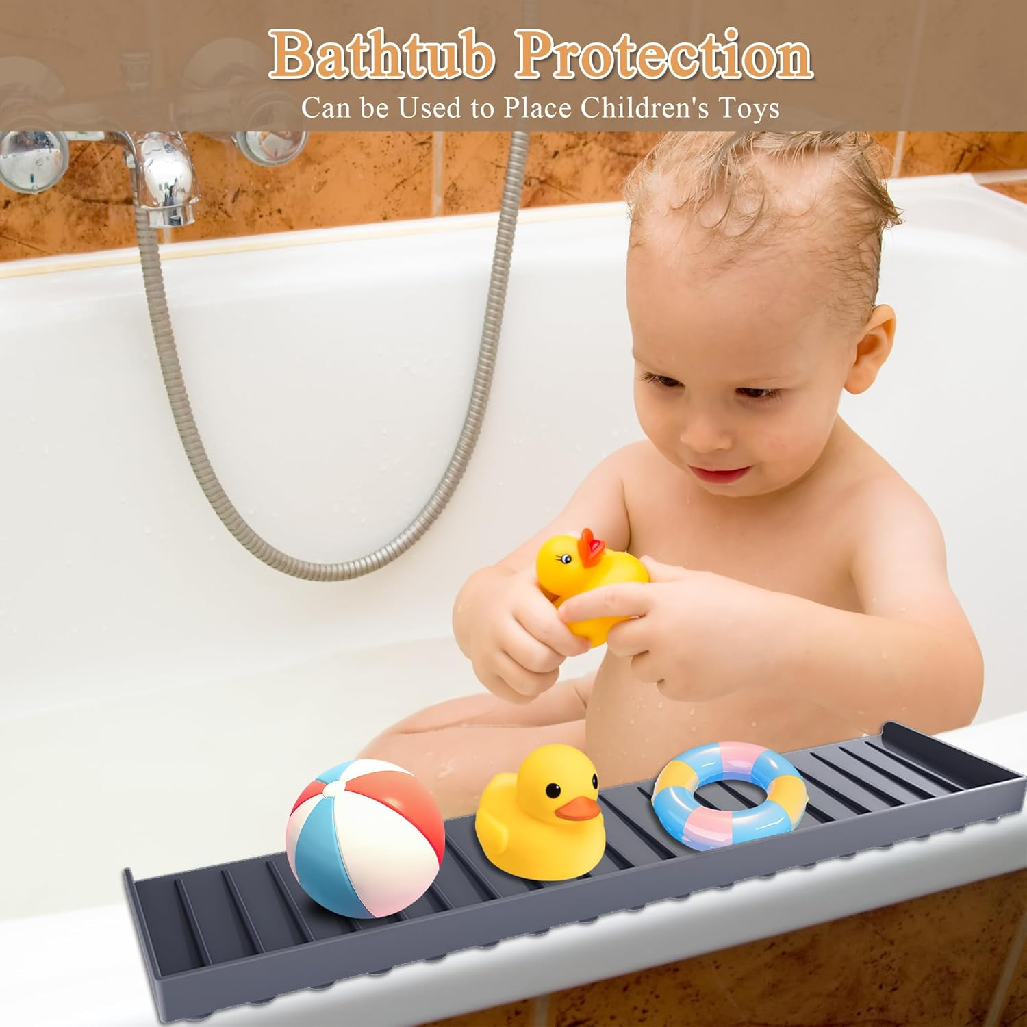 Silicone Sink Edge Protector, Sink Protectors for Kitchen Sink Splash Guard Stainless Steel, Granite, Quartz Countertop Protector for Kitchen and Bathtub Sink (Gray) image number 3