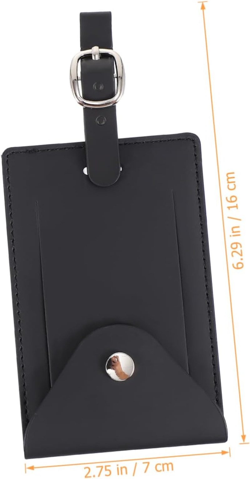 Housoutil 2Pcs PU Luggage Tags Travel Id Labels for Suitcases Handbags and Backpacks Insertion and Wear Resistant Black Orange image number 2