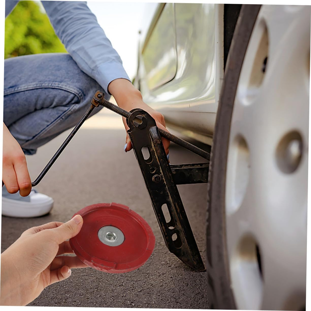 PENIKOKO 2Pcs Heavy Duty Jack Block Wheel Chock Stabilizer Pads for Rvs Trailers Durable Dual Pump Design for Efficient Lifting Stability for Automotive Maintenance image number 6