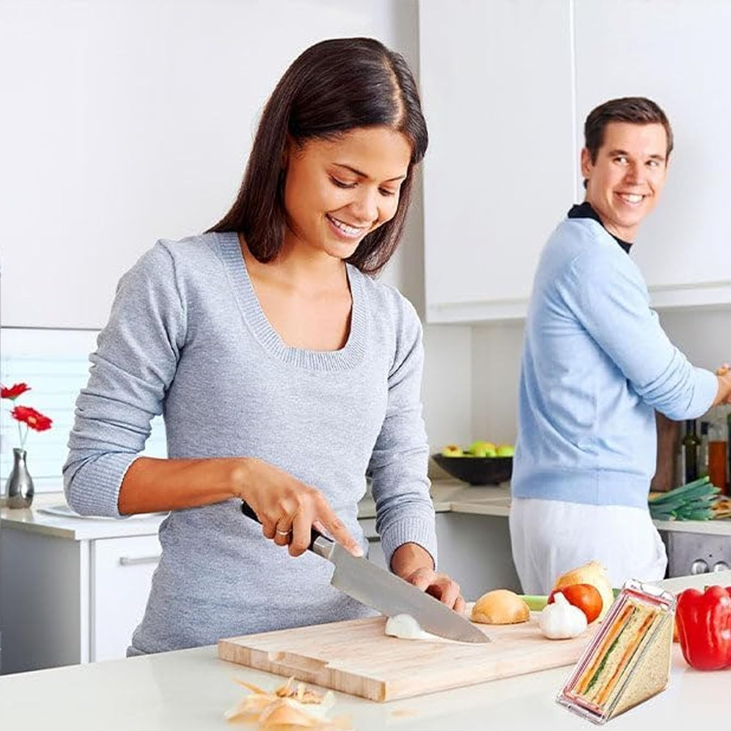 2Pcs Triangle Sandwich Container, Triangle Sandwich Container Reusable, Washable Sandwich Box, Portable and Acrylic Clear Sandwich Boxes and Lunch Wedge Boxes with Lids, Sandwich Bento Box image number 6