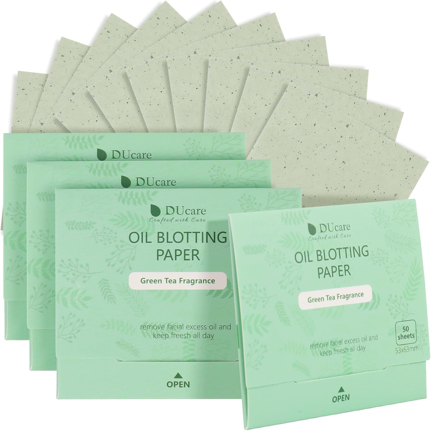 Oil Blotting Sheets for Face Refills Only,Ducare 200 Sheets Green Tea Blotting Paper for Oily Skin image number 3