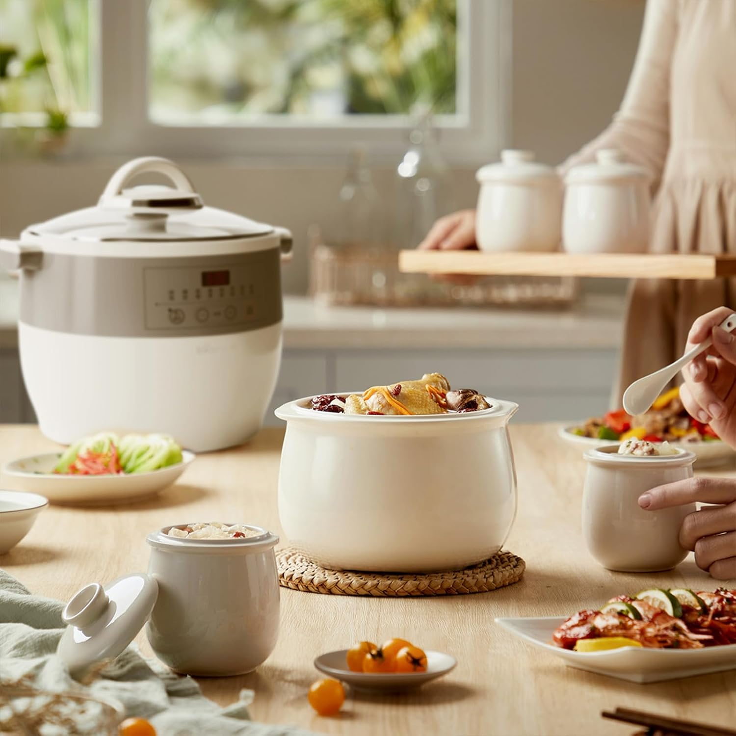 Electric Stew Pot, 4.5L Multi-Function Ceramic Inner Slow Cookers, 9.5H Smart Appointment Health Pot for Stew Pot, Soup, Baby Porridge, Desserts, Bird'S Nest Stew, 600W image number 6