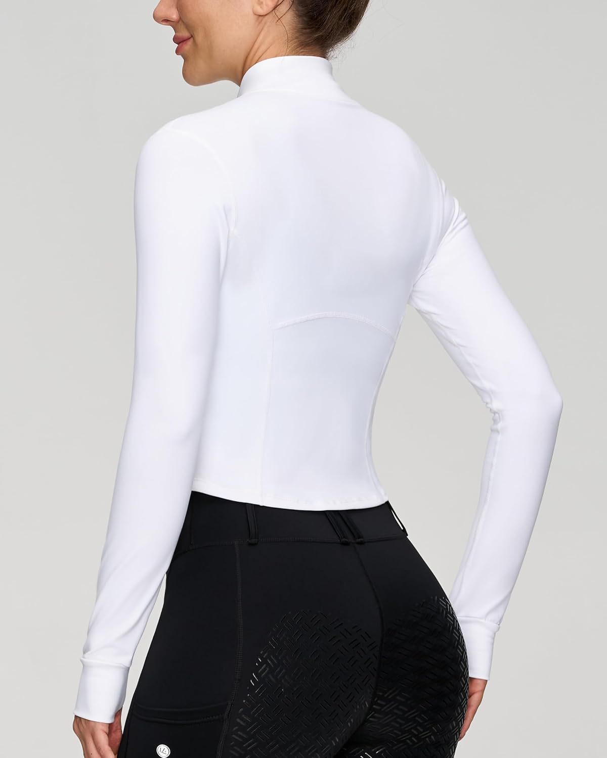 Women'S Lightweight Cropped Workout Jacket with Thumb Holes and Zipper Guard, Grey, XS-XL image number 2