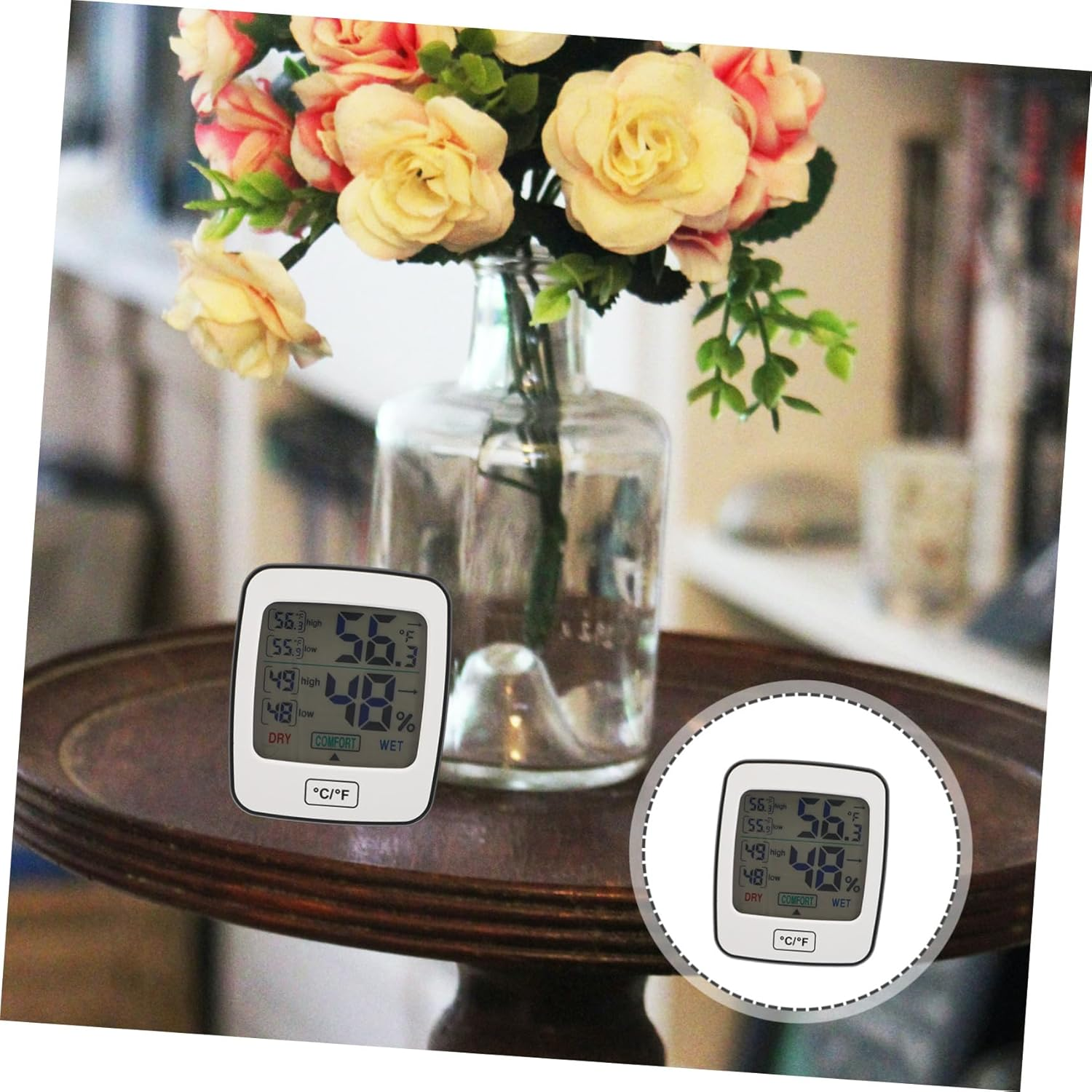 POPETPOP Large Screen Digital Thermometer Hygrometer with Backlight Accurate Indoor Temperature and Humidity Gauge for Home Office Greenhouse Laboratory and Hospital Use Thermohygrometer image number 4