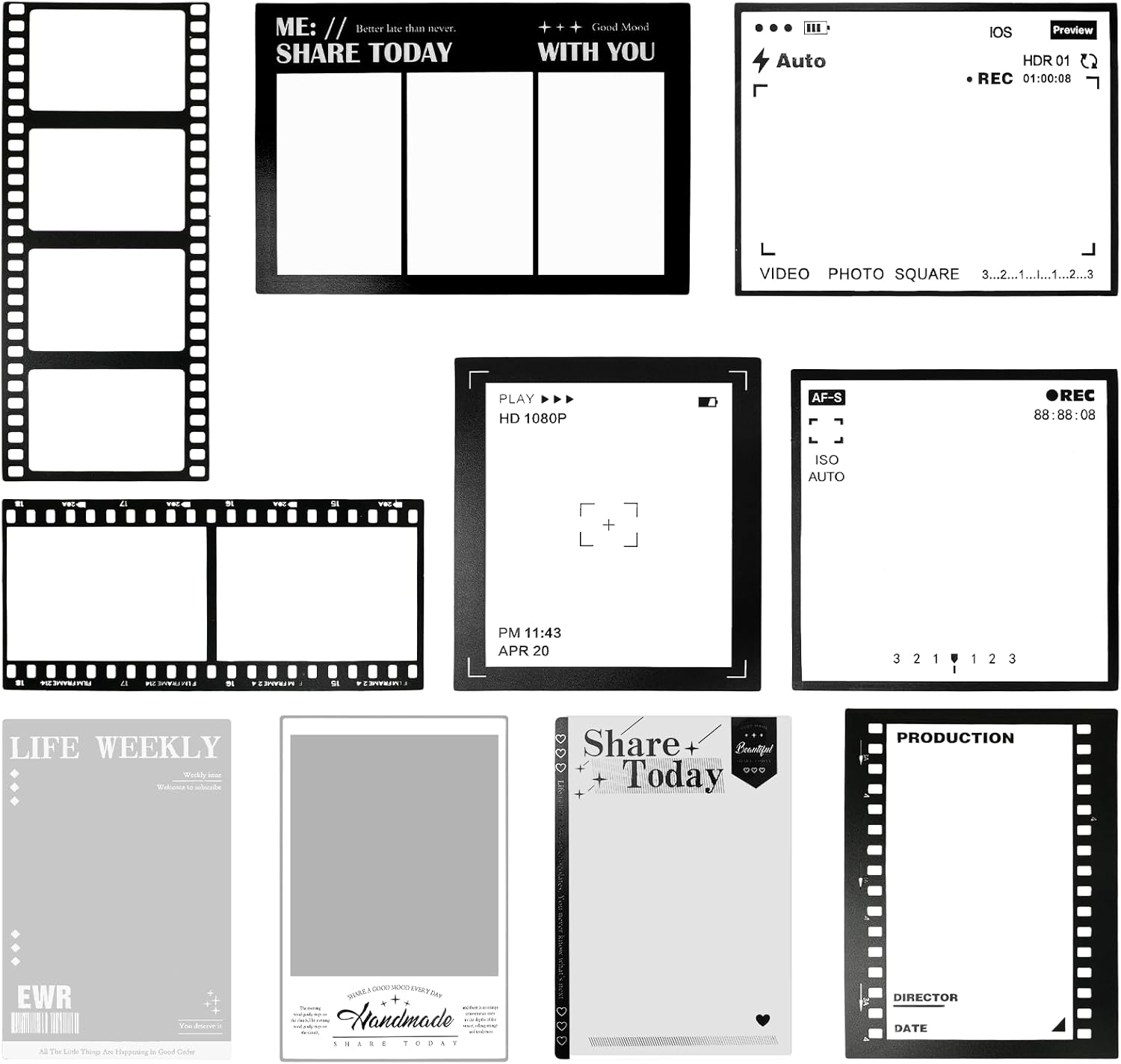 NILLOS Retro Camera Stickers, 45 Sheets Vintage Filmstrip Stickers for Art Crafts, Scrapbooking, Card Making (3 Themes) image number 3