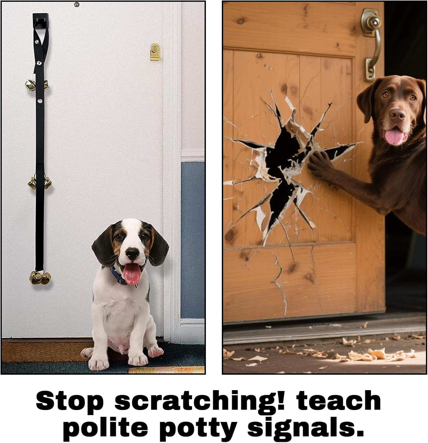 Jeyzuroa 2 Pack Dog Whistle & Adjustable Training Bells - Puppy Training Kit for Door Knob, Toilet Training& Outdoor Signals (Dogs & Cats) image number 1