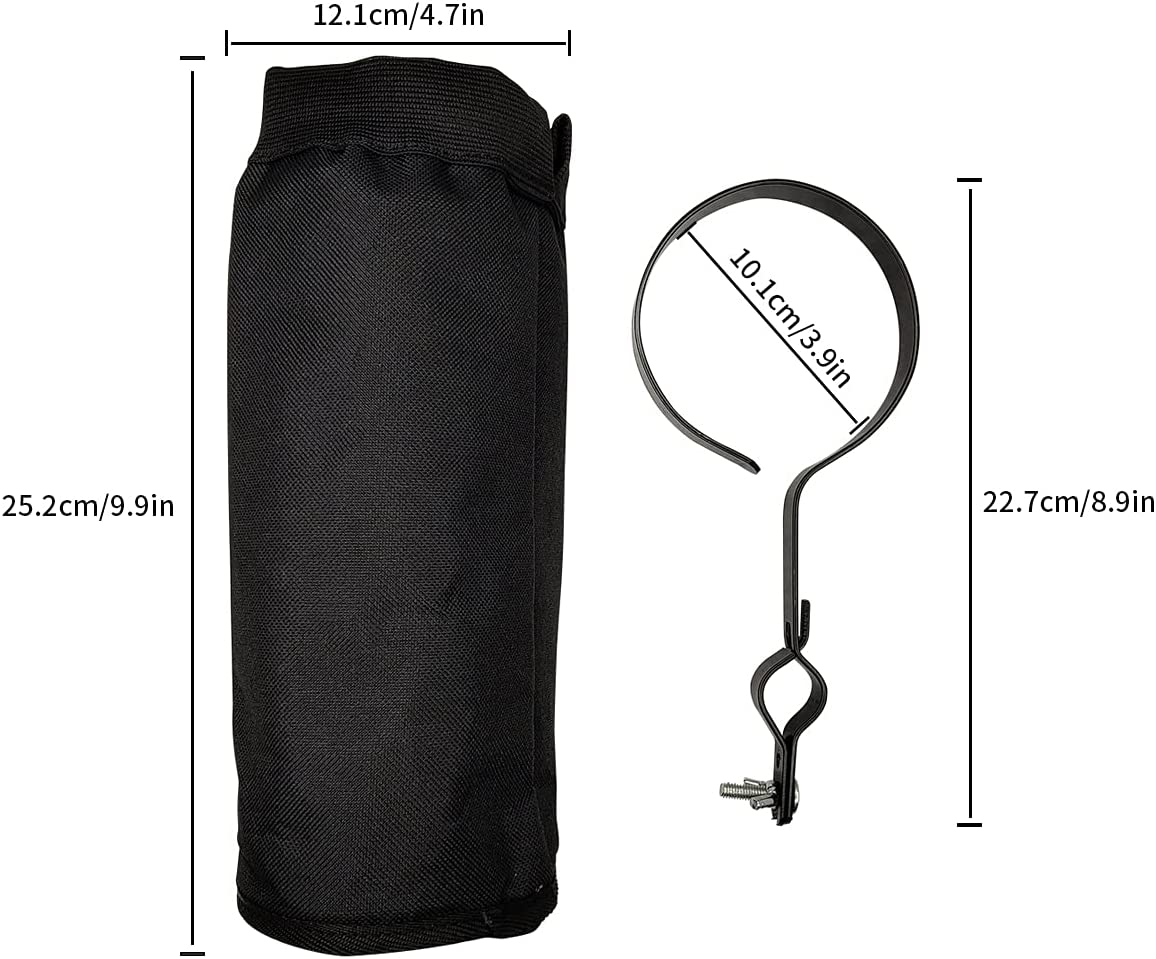 Drumstick Container Bag, Drum Stick Holder Drumstick Nylon Bag for Drum Set Clamp on Stick Holder Bag Container(Black) - Black image number 5