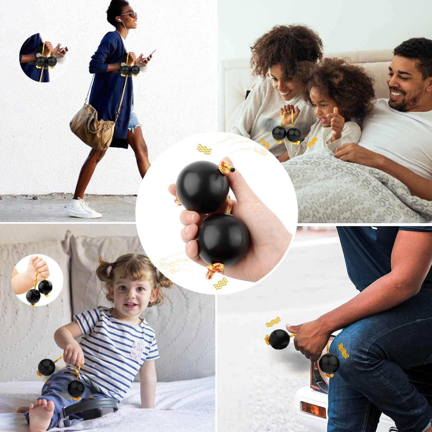 [2 Pairs] Kashaka Aslatua Shaker, Kashaka Bananula Musical Instrument, African Traditional Musical Instruments, Shaker Instrument for Children, Adults, Wedding, Parties, Music Lessons image number 5