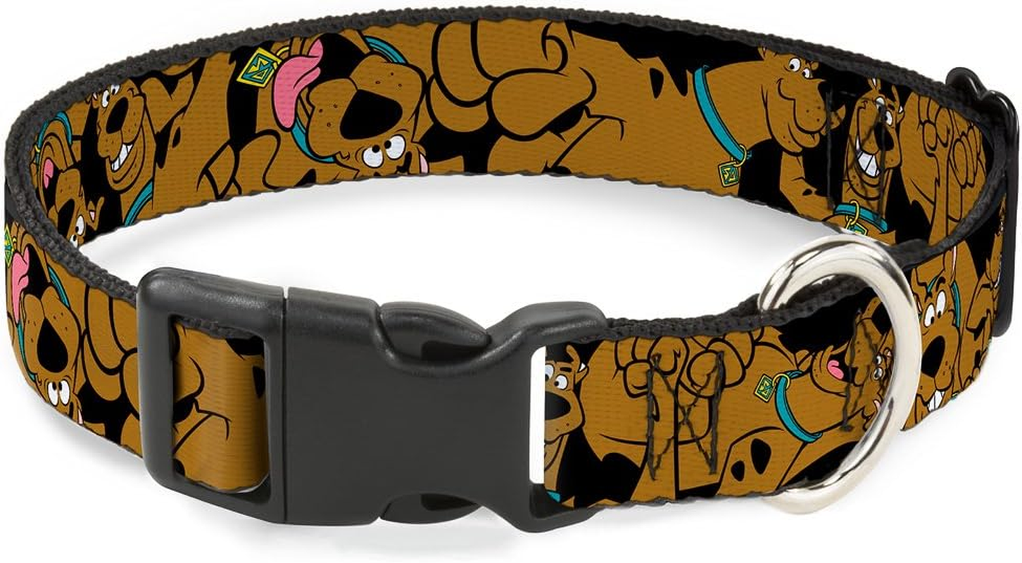 Buckle-Down Scooby Doo Stacked Closeup Black Plastic Clip Collar, Wide Large/18-32 image number 3
