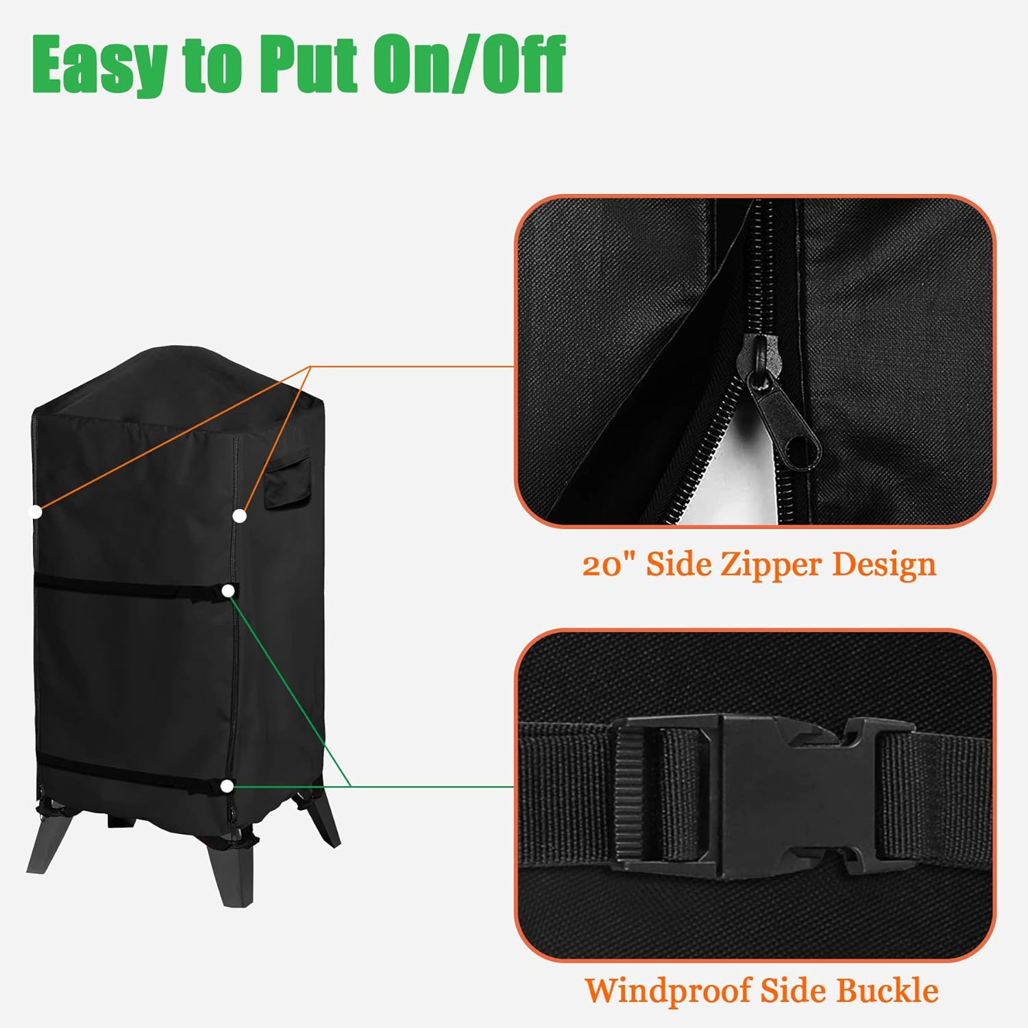 WOMACO Smoker Cover for Pit Boss 4/5/7 Pro - Series, PBV4PS1, PBV5PW1, PBV4PS2, Heavy Duty Waterproof Vertical Pellet BBQ Smoker Grill Cover (26.5" W X 26.5" D X 53" H, Black) image number 5