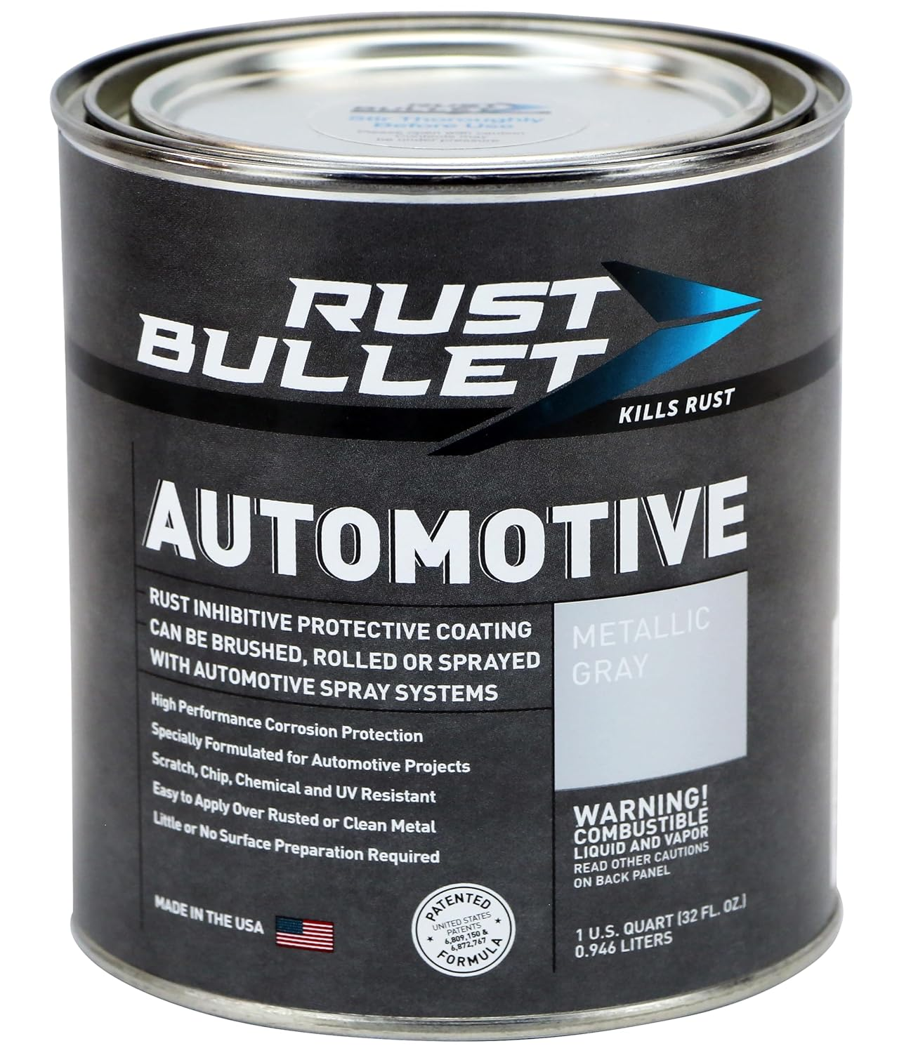 RUST BULLET Automotive - Metallic Gray - 1 Quart - Rust Inhibitor & Protective Coating for Cars, Trucks, & Metal Surfaces, UV Resistant, No Topcoat Needed image number 2