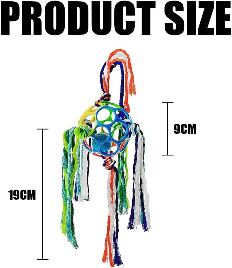 1 PCS Dog Training Ball on Rope with Squeaky Ball,Durable Bell Balls on Rope,6 Colorful Strap Tug of War Dog Toy,Pet Indoor Outdoor Fetch Training Chew Toy,For Puppies Small and Medium Dogs