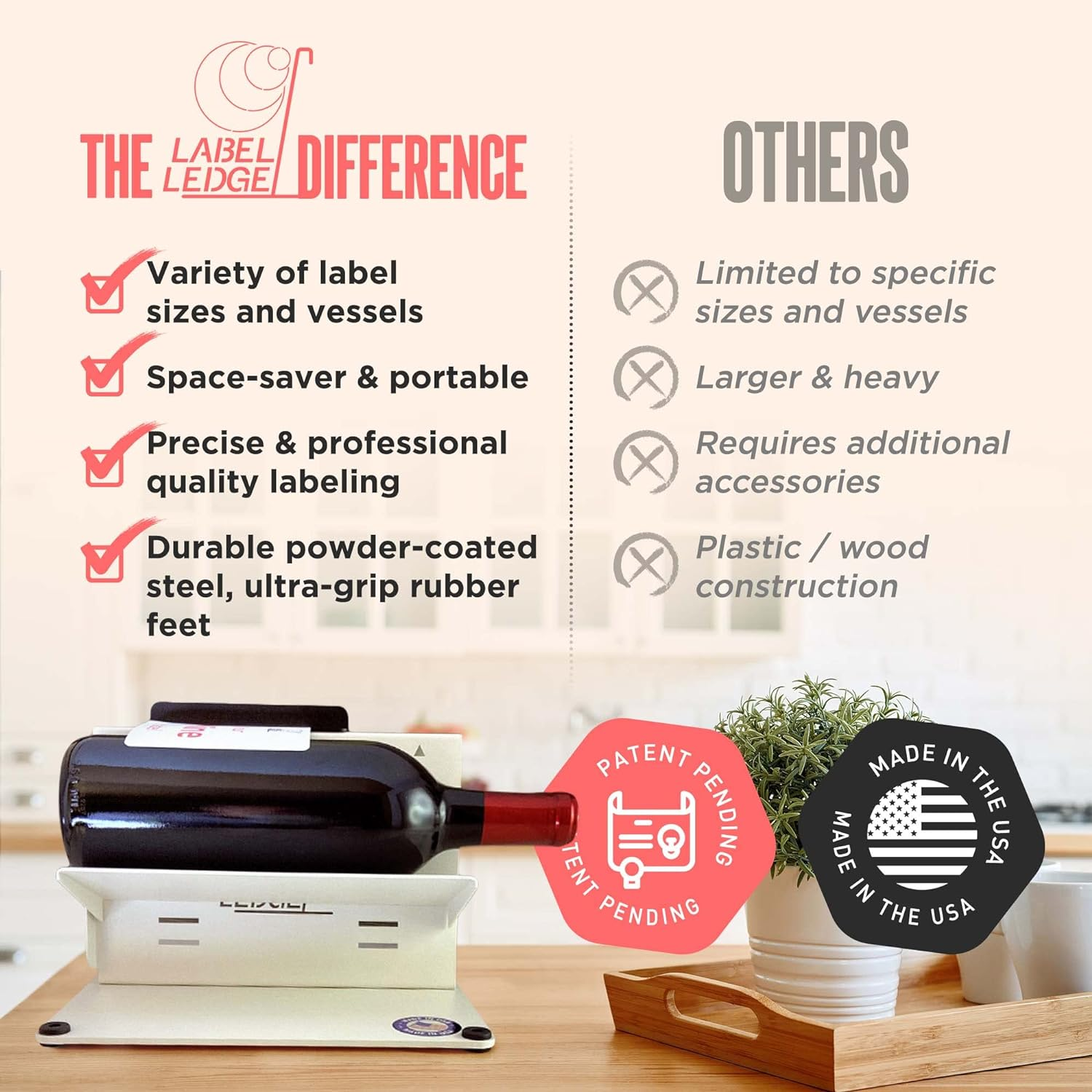 Label Ledge - Precise Label Applicator Bottle & Jar-Labeling Must-Have, Manual Labeling Machine for Bottle Labels Made by Label Makers, for Straight-Sided Vessels for Wine/Beer, Beauty Products & More image number 4