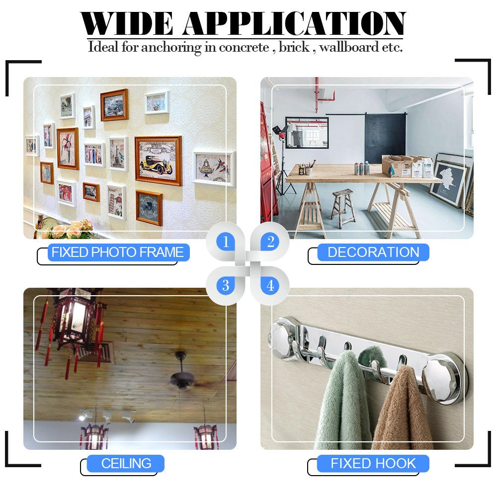 Glarks 212Pcs Phillips Flat Head Self Tapping Screws and Ribbed Anchors Assortment Screws Kit image number 3